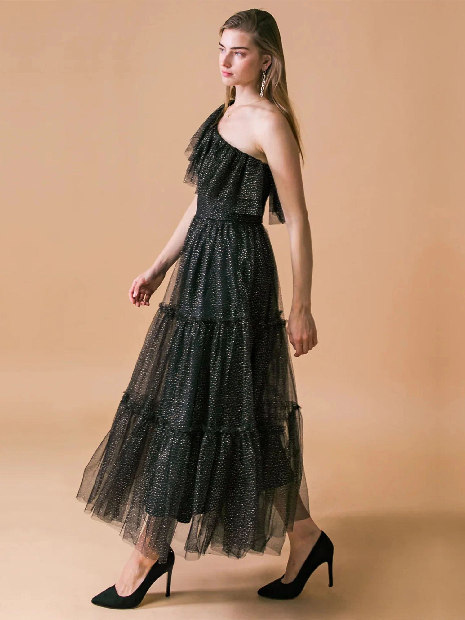 Flying Tomato One Shoulder Glitter Tiered Dress - Brands We Love - Image 7