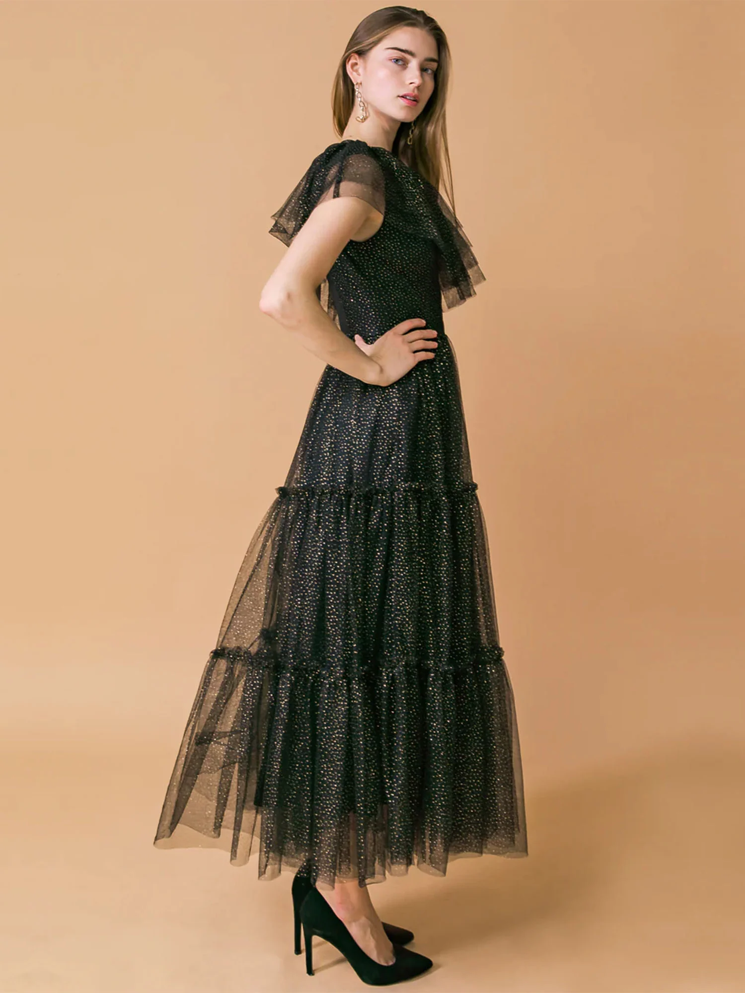 Flying Tomato One Shoulder Glitter Tiered Dress - Brands We Love - Image 8