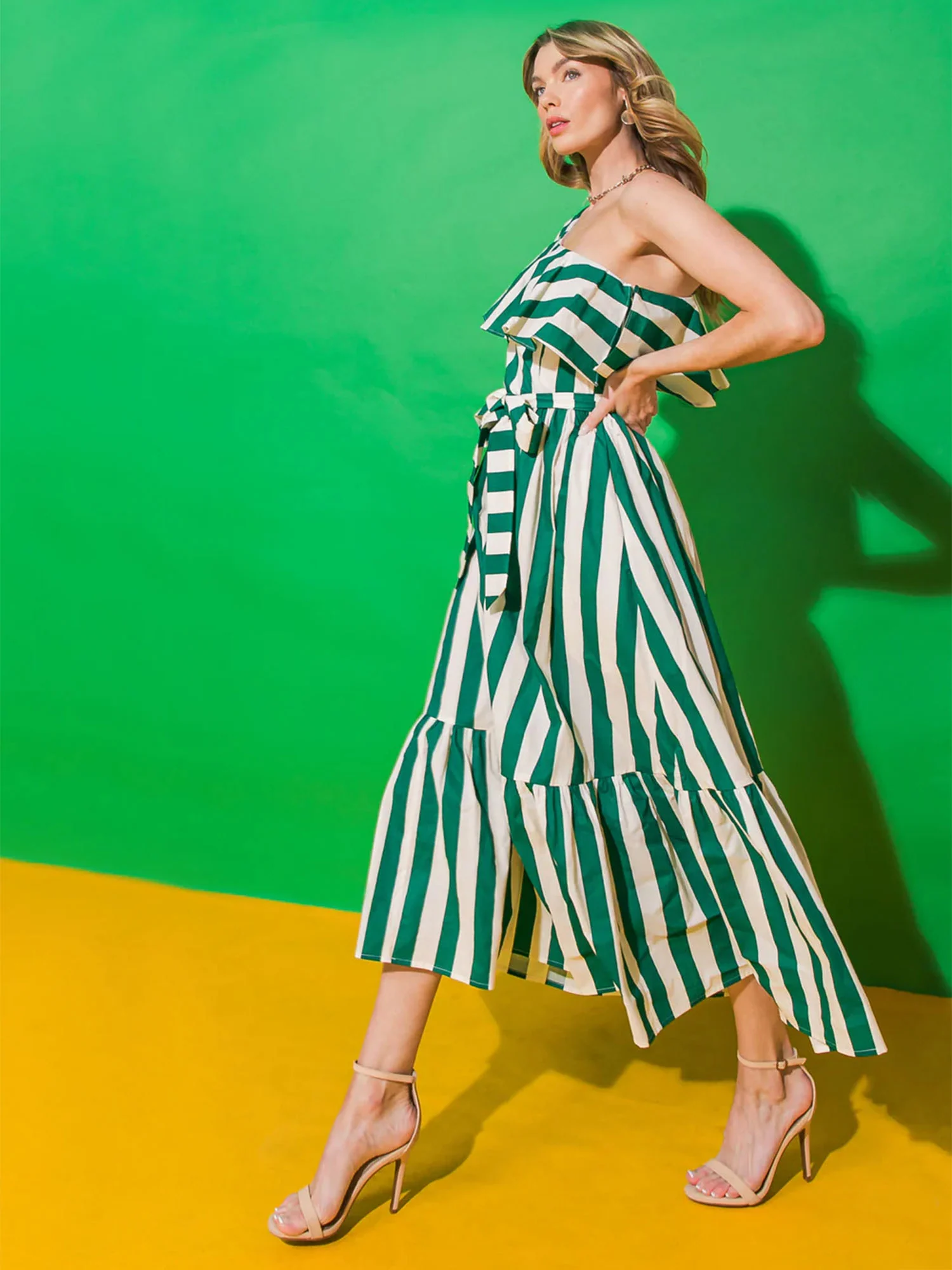 Flying Tomato One Shoulder Ruffle Midi Dress - Brands We Love - Image 2
