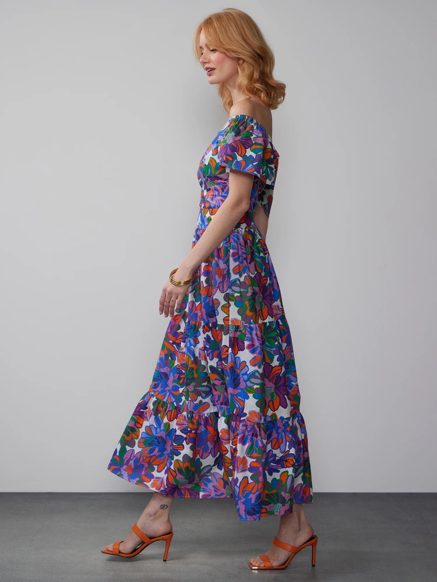 Printed Linen Tiered Skirt - Image 2