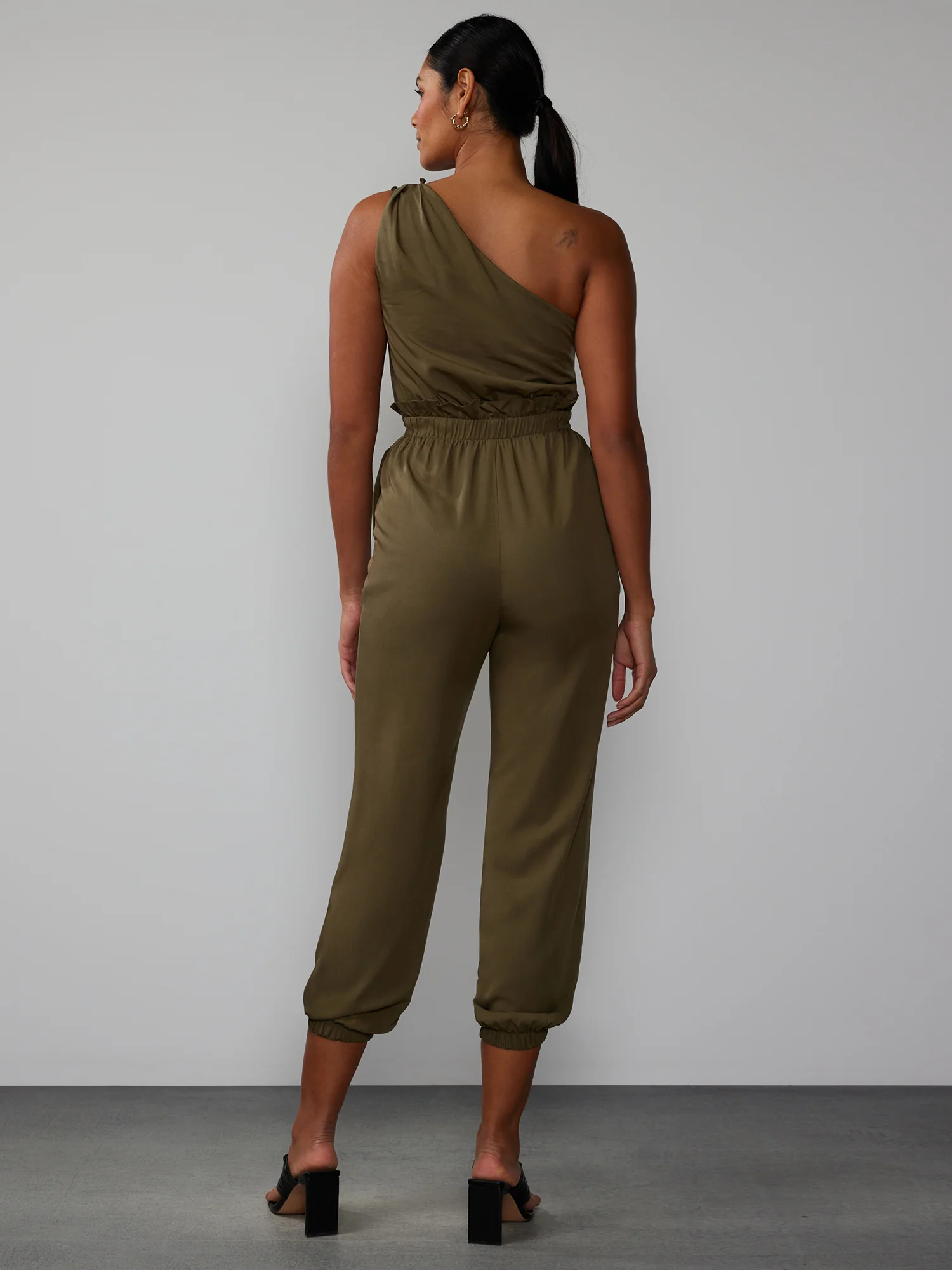 One Shoulder Paperbag Waist Jumpsuit - Image 3