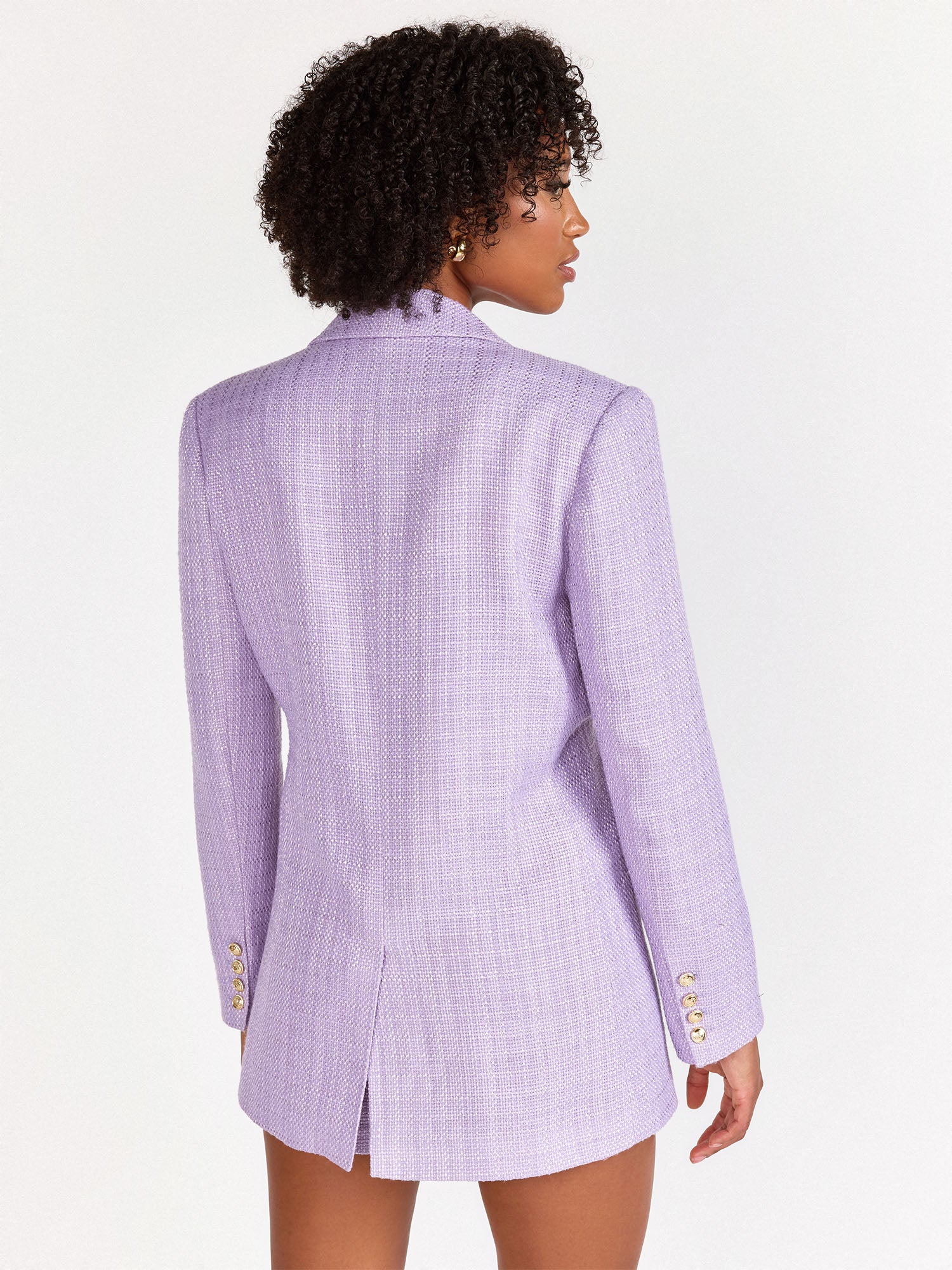 Endless Blu Long Sleeve Peak Lapel Tweed Blazer - Brands We Love - Image 4