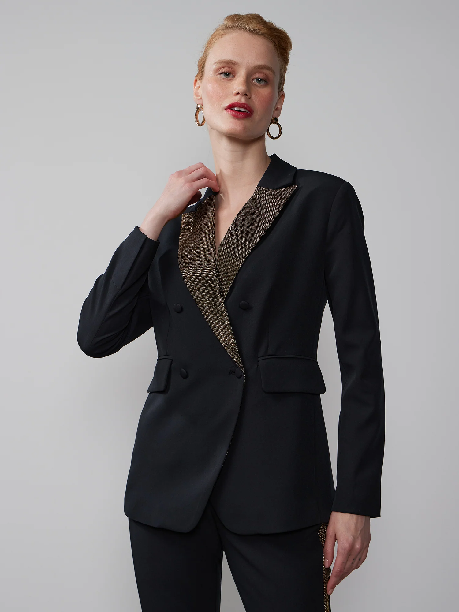 Double Breasted Peak Lapel Blazer