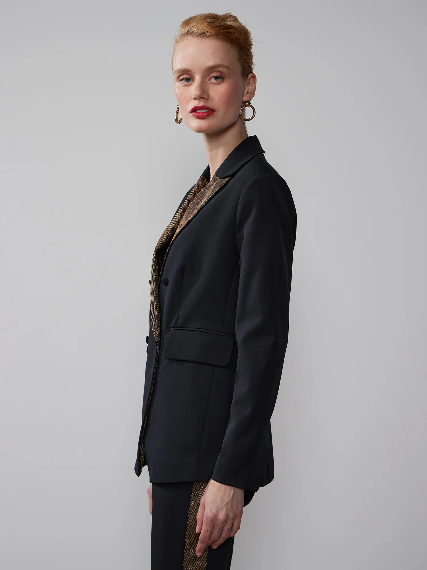 Double Breasted Peak Lapel Blazer - Image 2