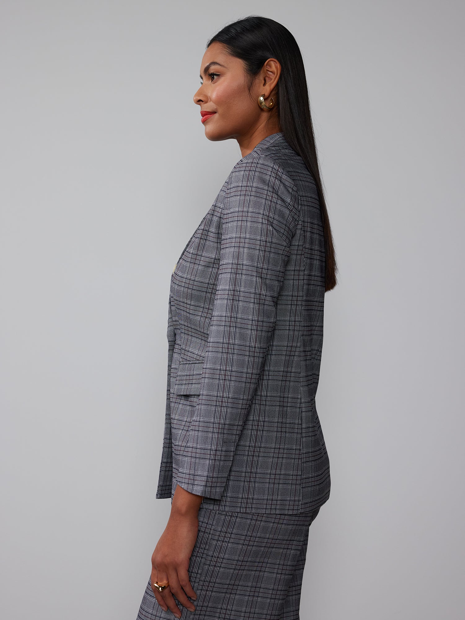 Double Breasted Plaid Blazer - Image 2