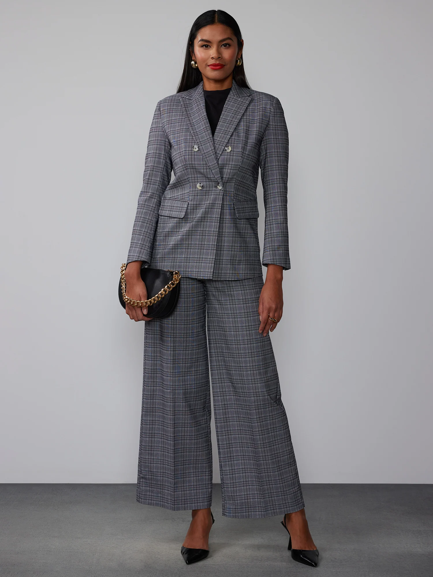 Double Breasted Plaid Blazer - Image 4