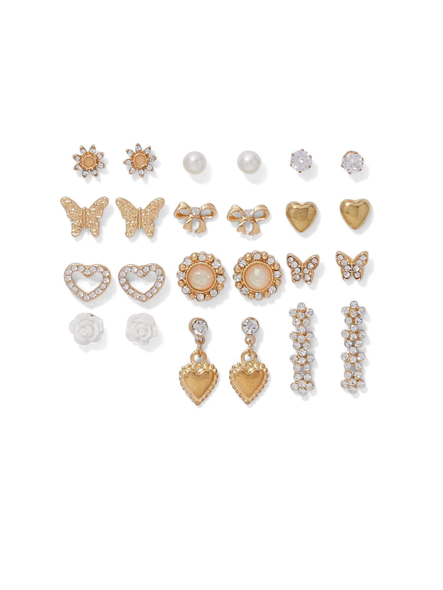 12-Piece Gold-Tone Stud Earrings Set
