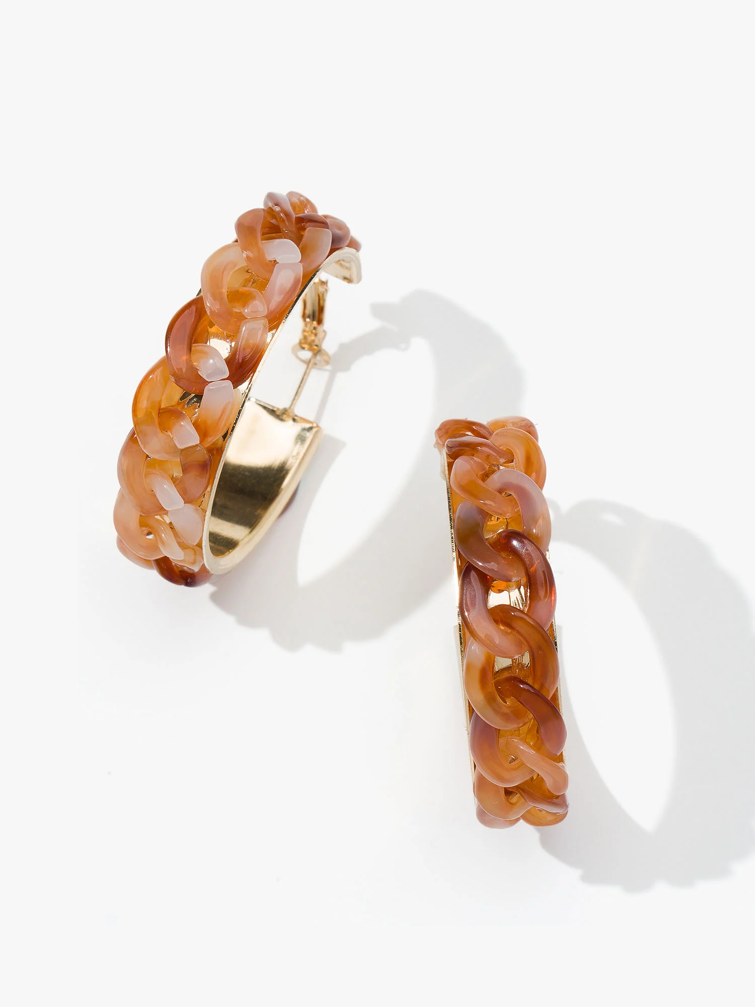 Tortoise Shell Acrylic Hoop Earrings - Image 2