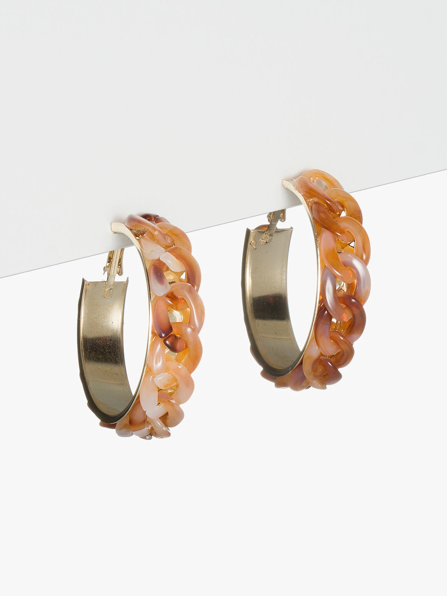 Tortoise Shell Acrylic Hoop Earrings - Image 3