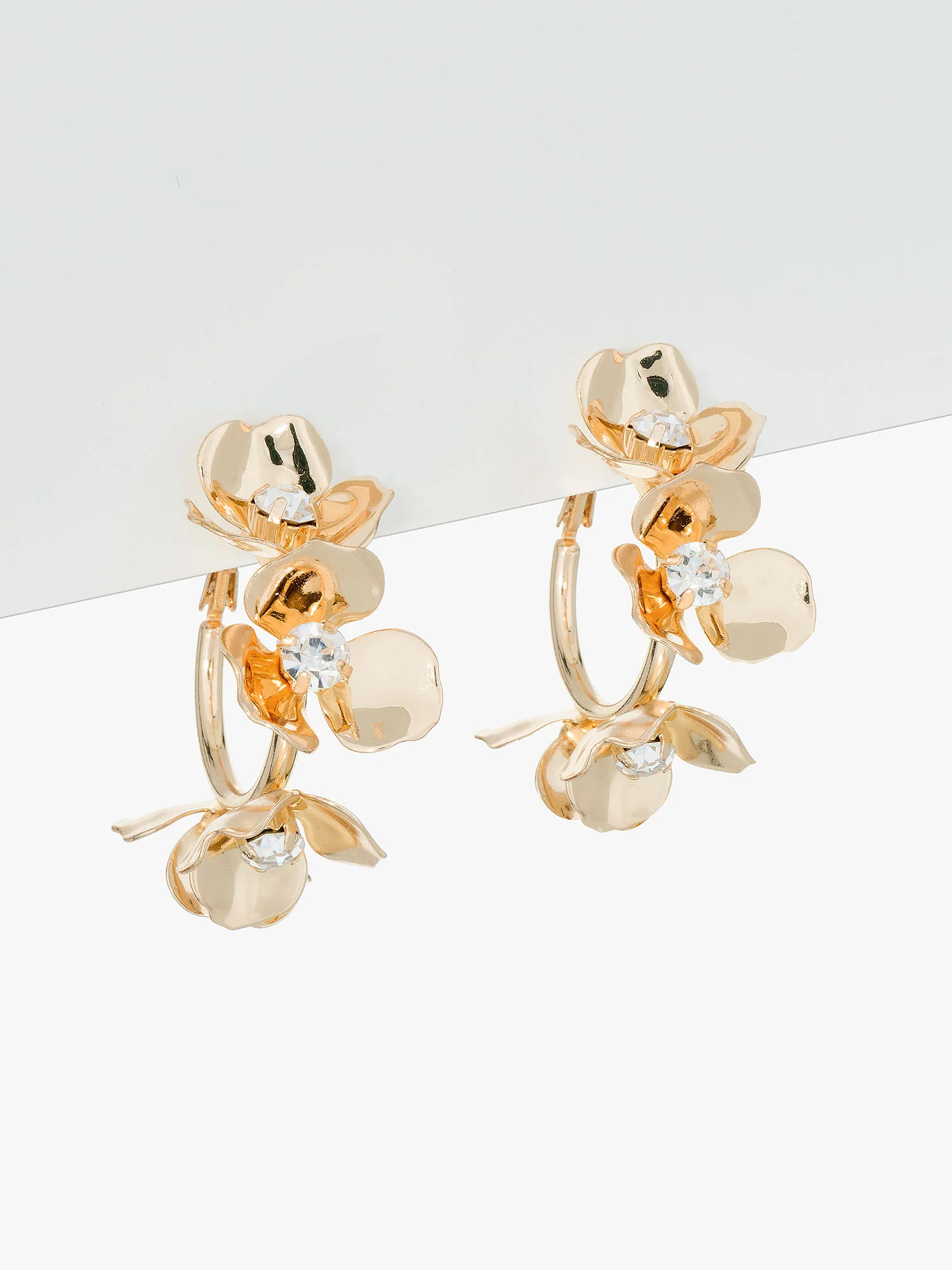 14k Gold Plated Flower Hoops - Image 2