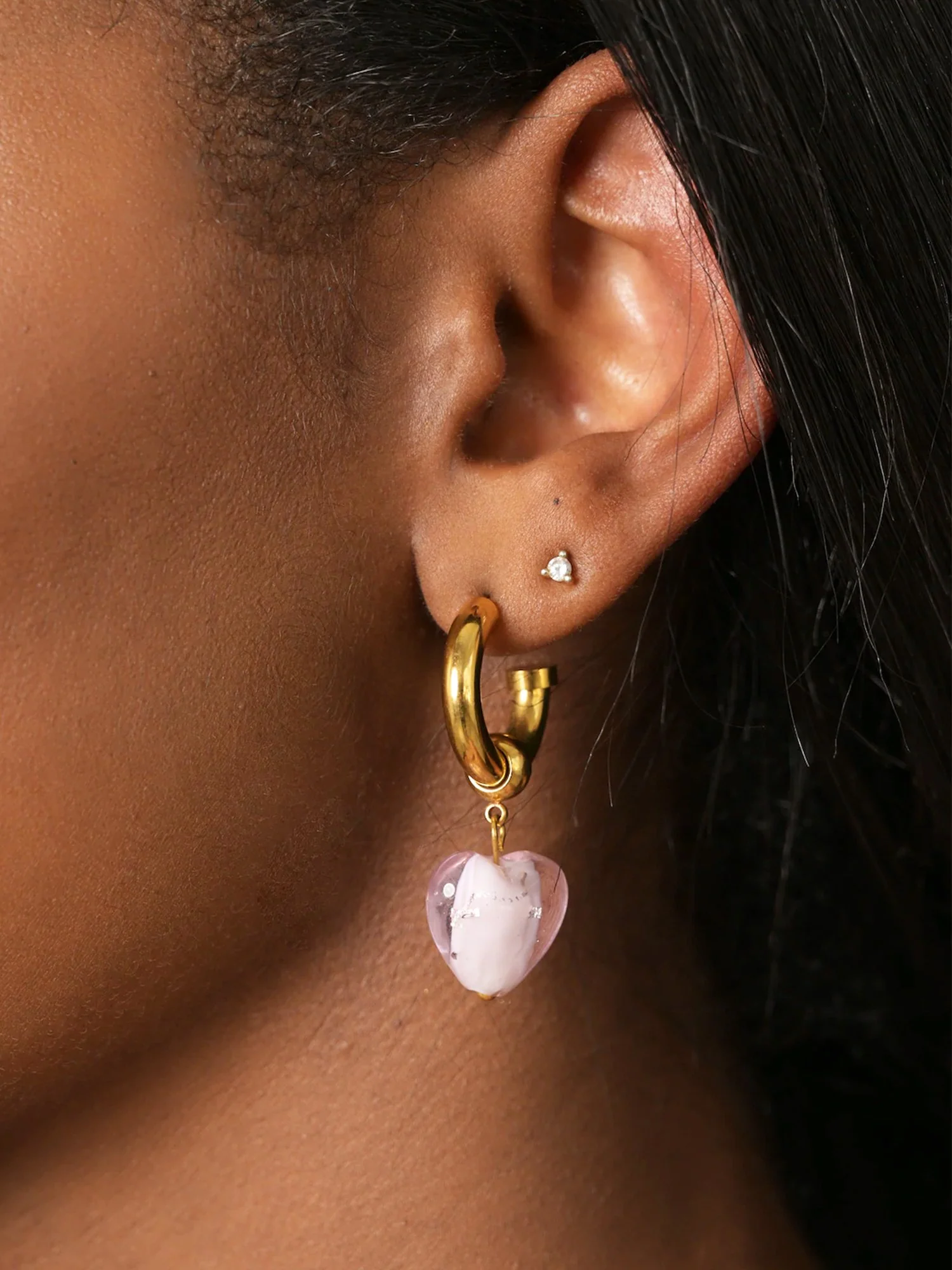 Simone The Label 14K Gold Plated Heart Drop Hoop Earrings - Brands We Love - Image 2
