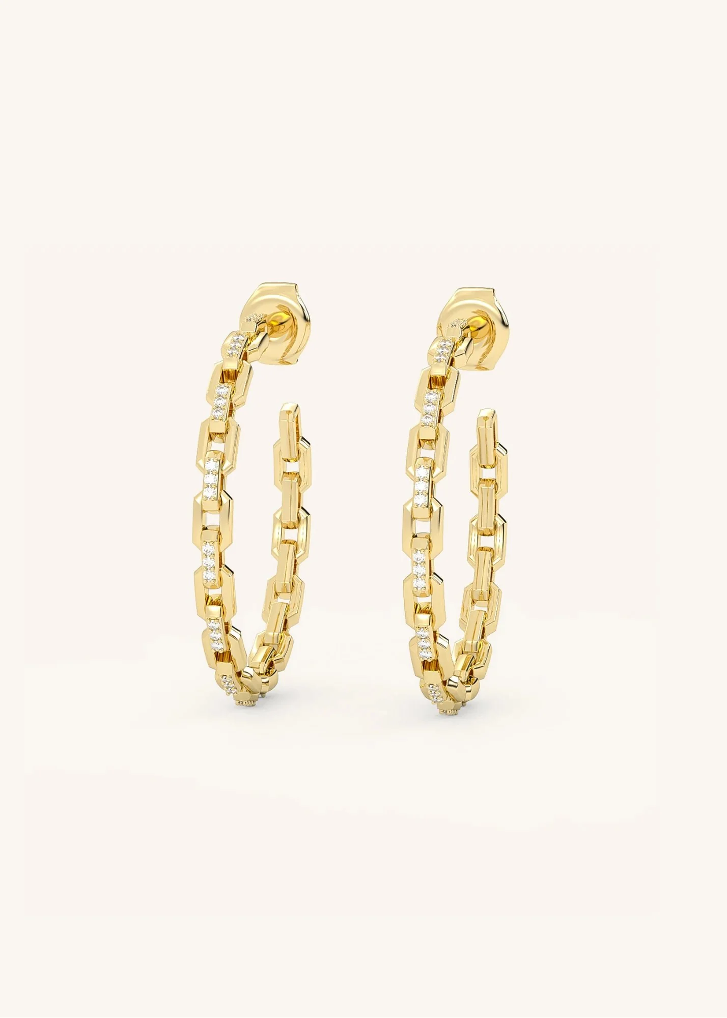 Simone The Label 14K Gold Plated Large CZ Chain Link Hoop Earrings - Brands We Love
