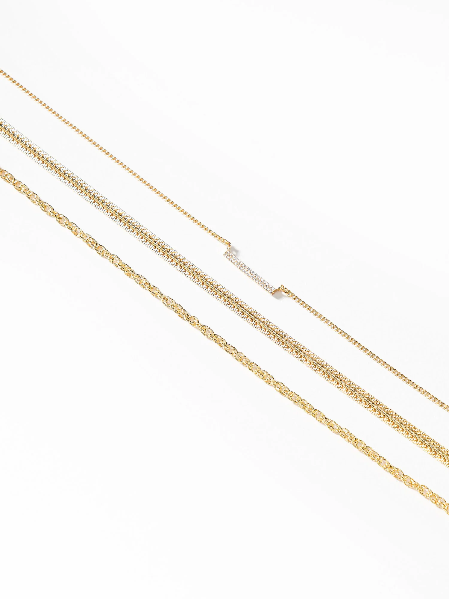 14K Gold Plated Layered Pavé Bar Necklace - Image 4