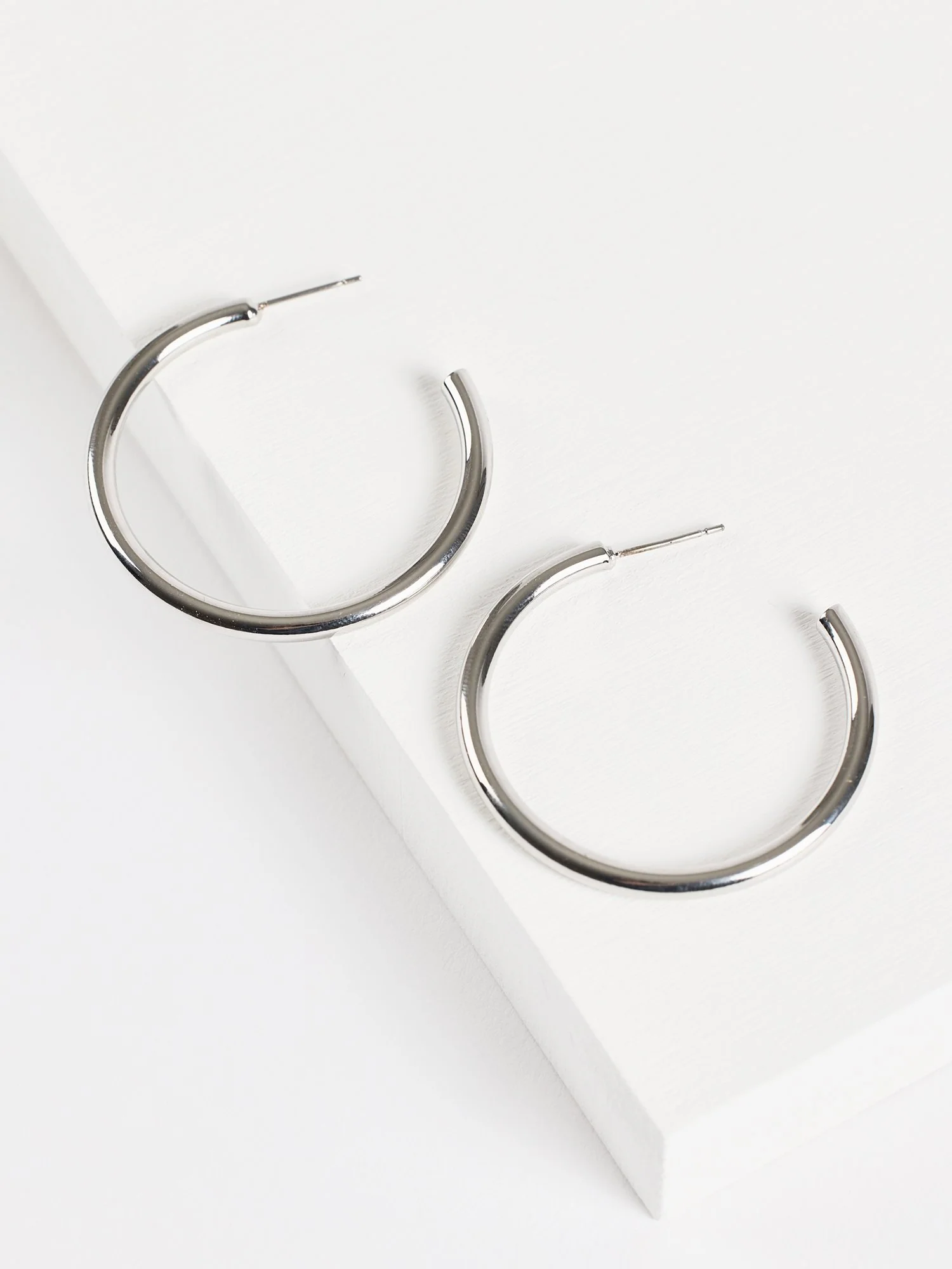 Secret Box 14K White Gold Plated Open 40MM Hoop Earring - Brands We Love - Image 3