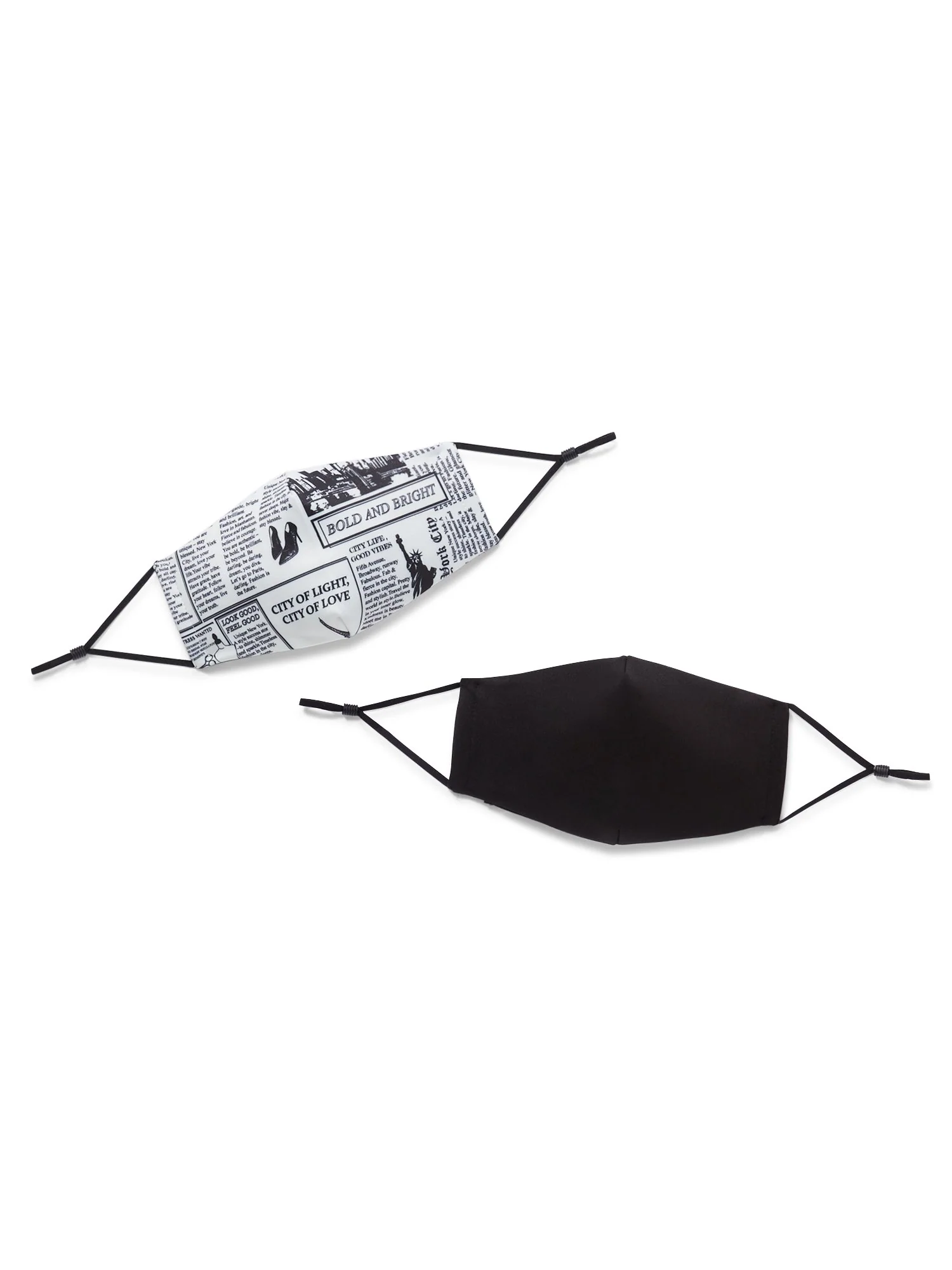 2-Mask Set - Newspaper Print & Solid - Image 2
