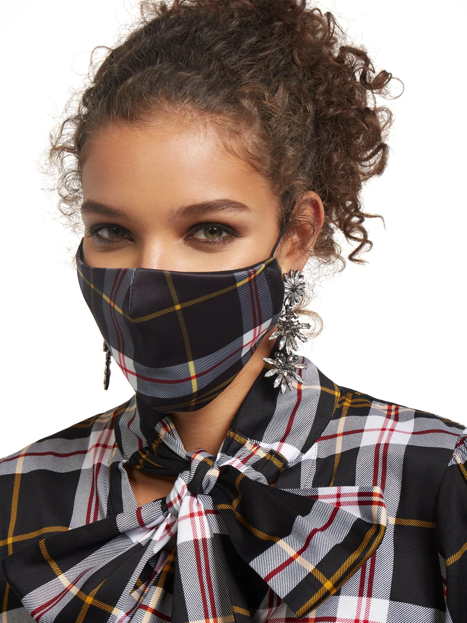 2-Mask Set - Plaid Print & Solid - Image 3