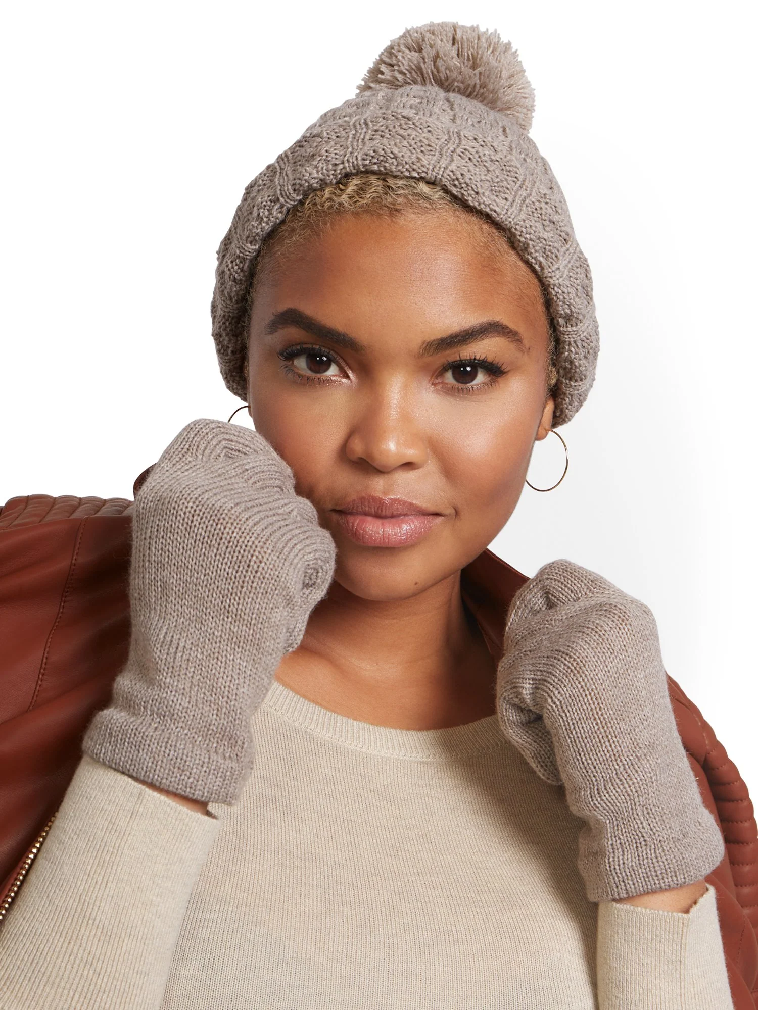 2-Piece Cable Knit Hat & Gloves Set - Image 18