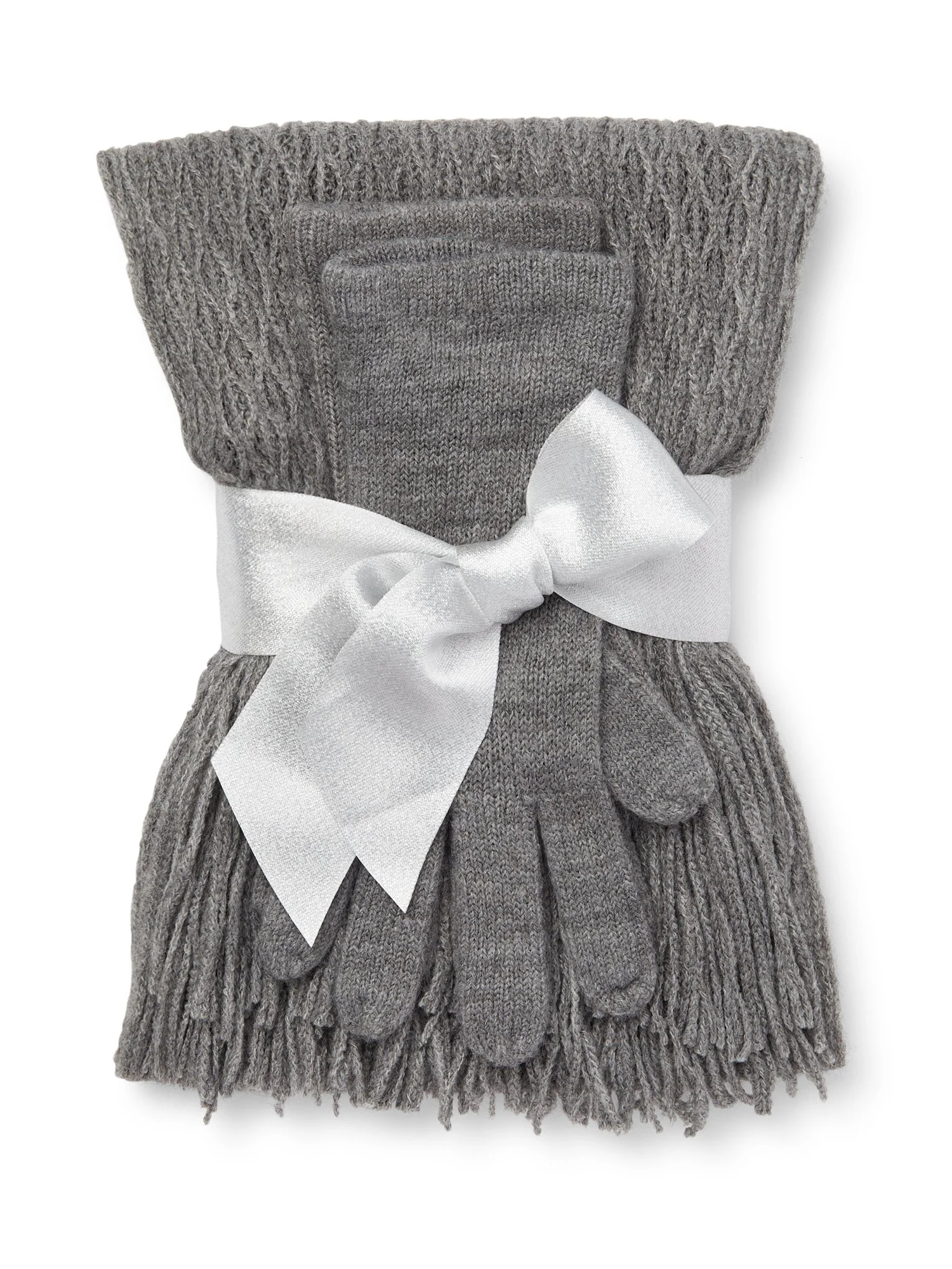 2-Piece Cable Knit Scarf & Gloves Set - Image 5
