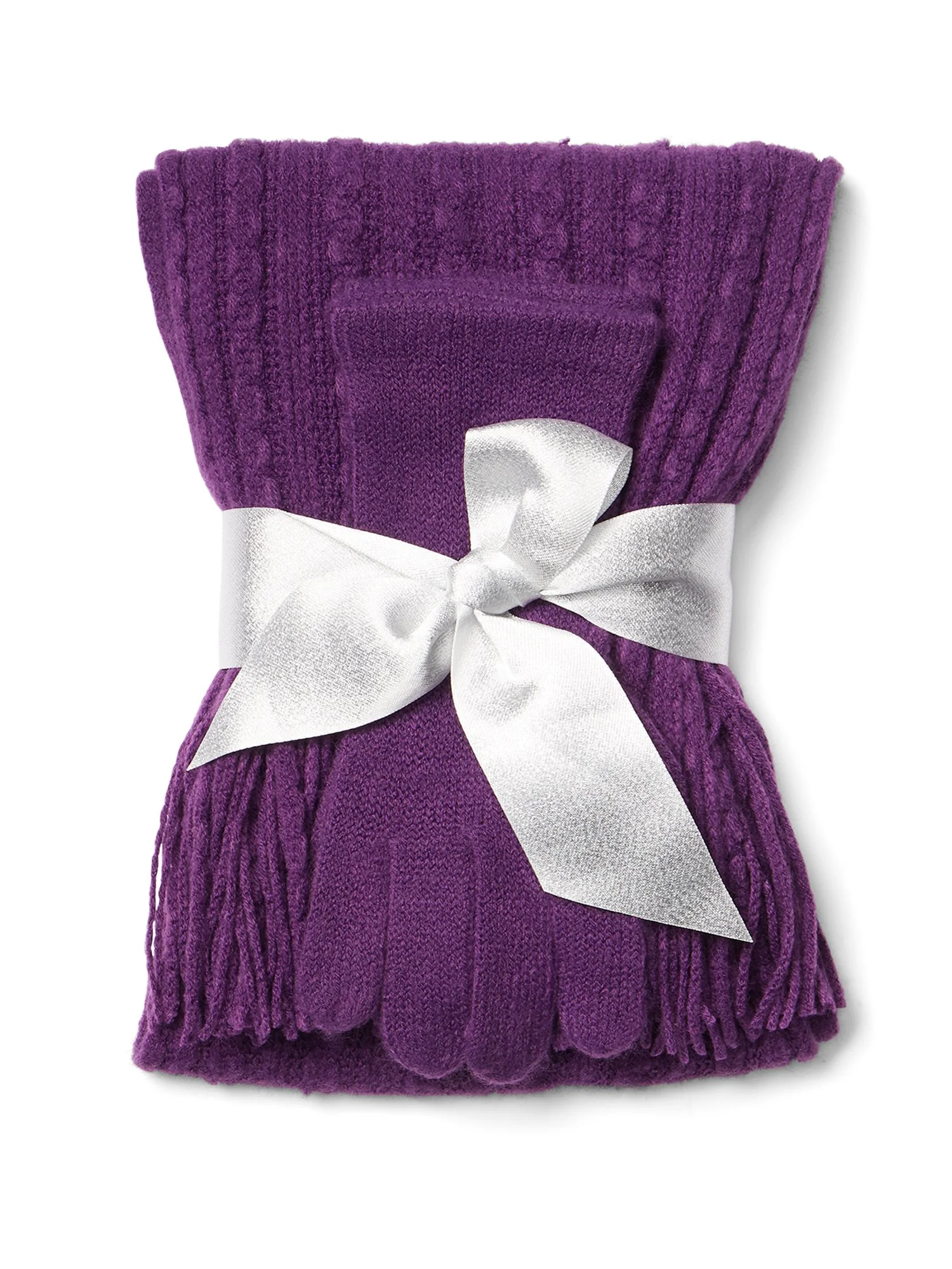 2-Piece Cable-Knit Scarf & Gloves Set - Image 8