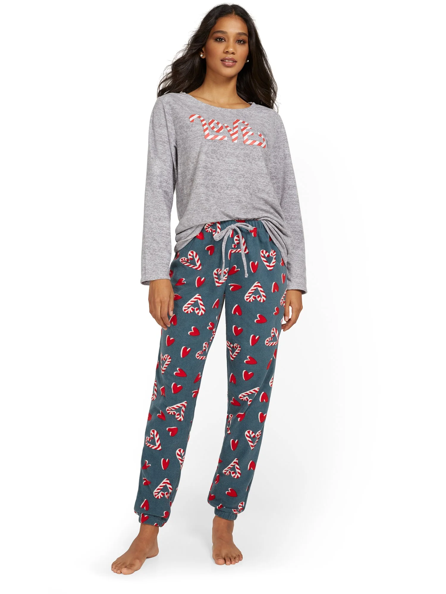 2-Piece Candy Heart-Print Pajama Set
