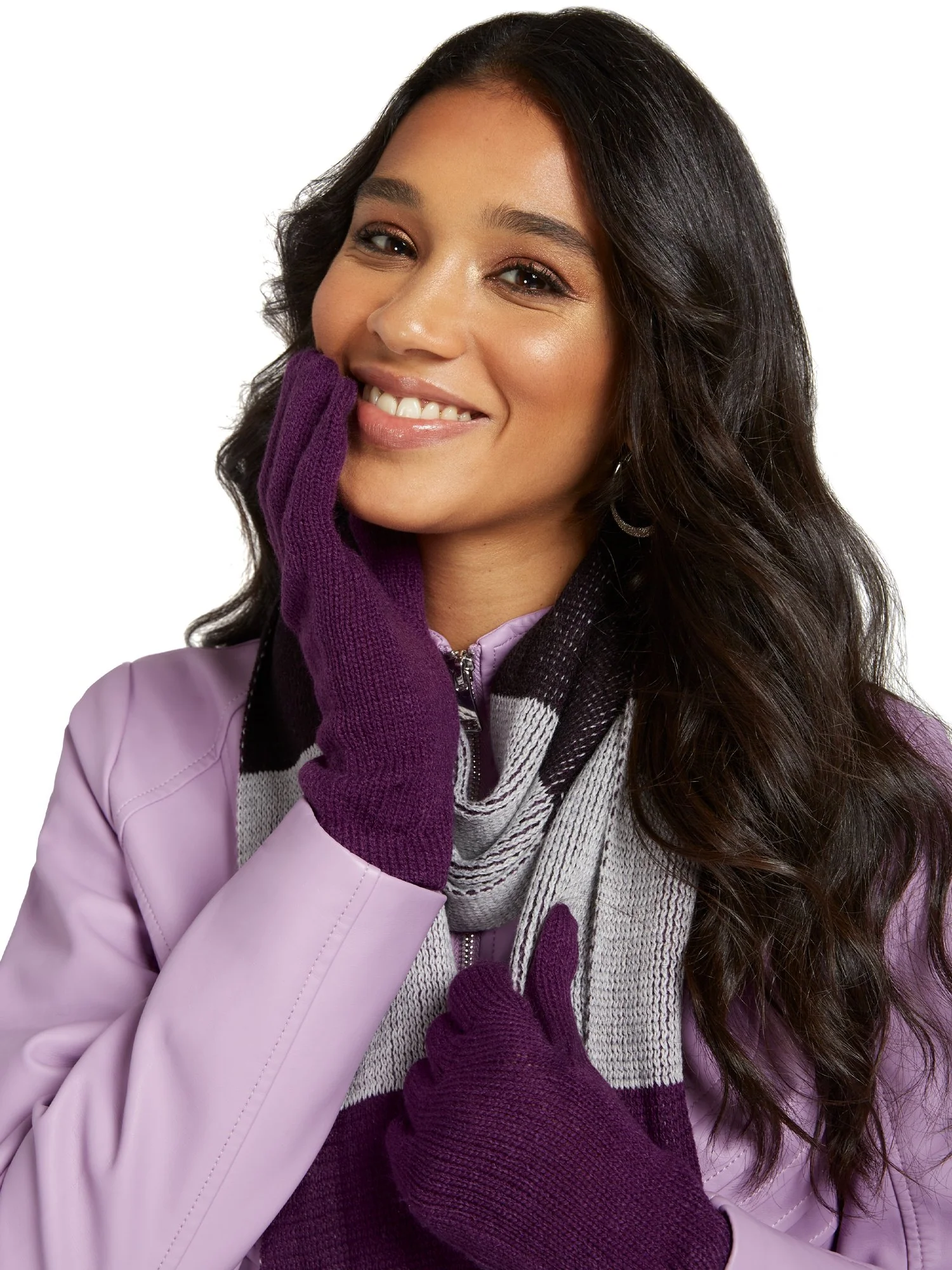 2-Piece Colorblock Scarf & Gloves Set - Image 3