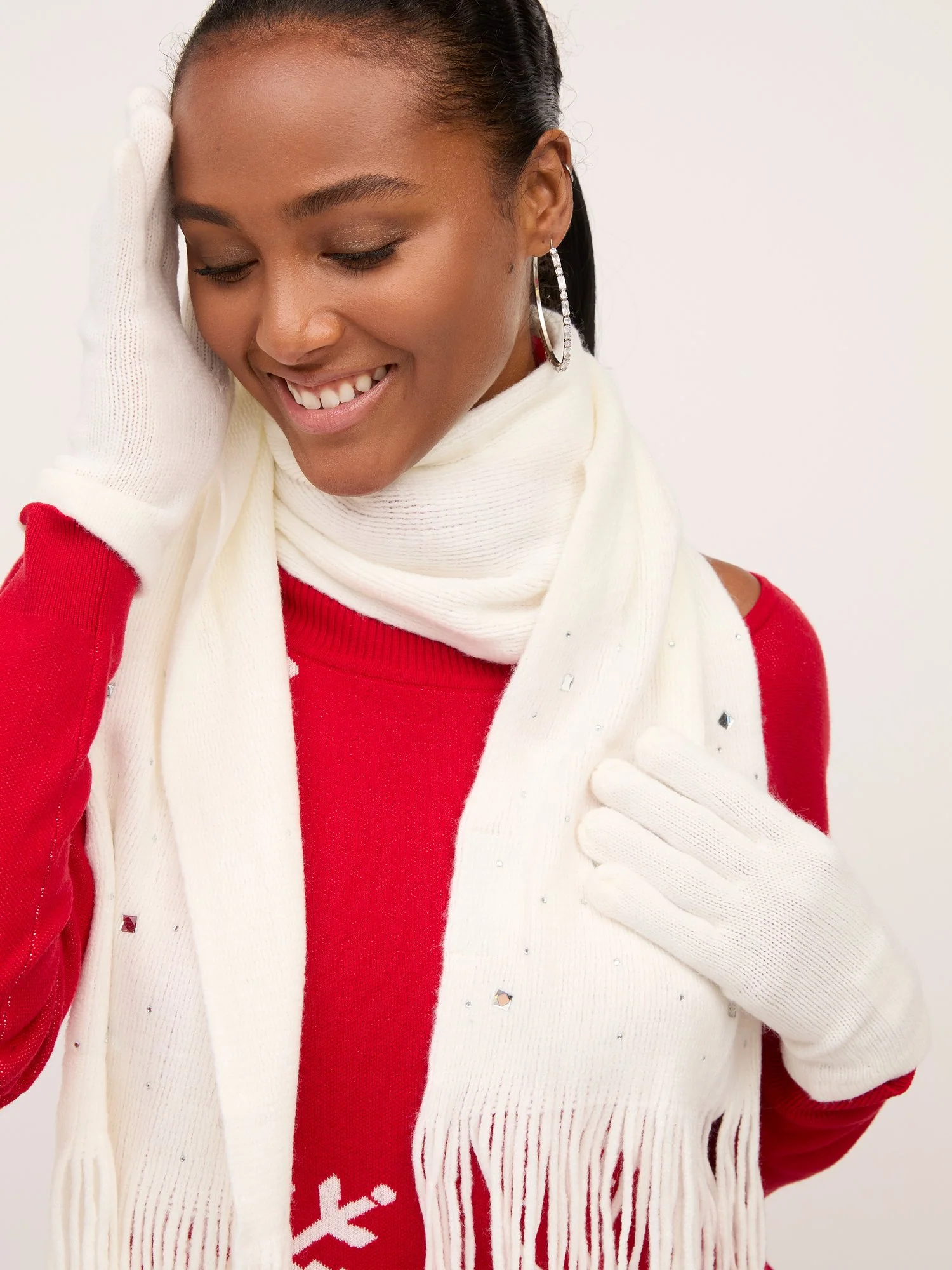 2-Piece Embellished Scarf & Gloves Set - Image 12