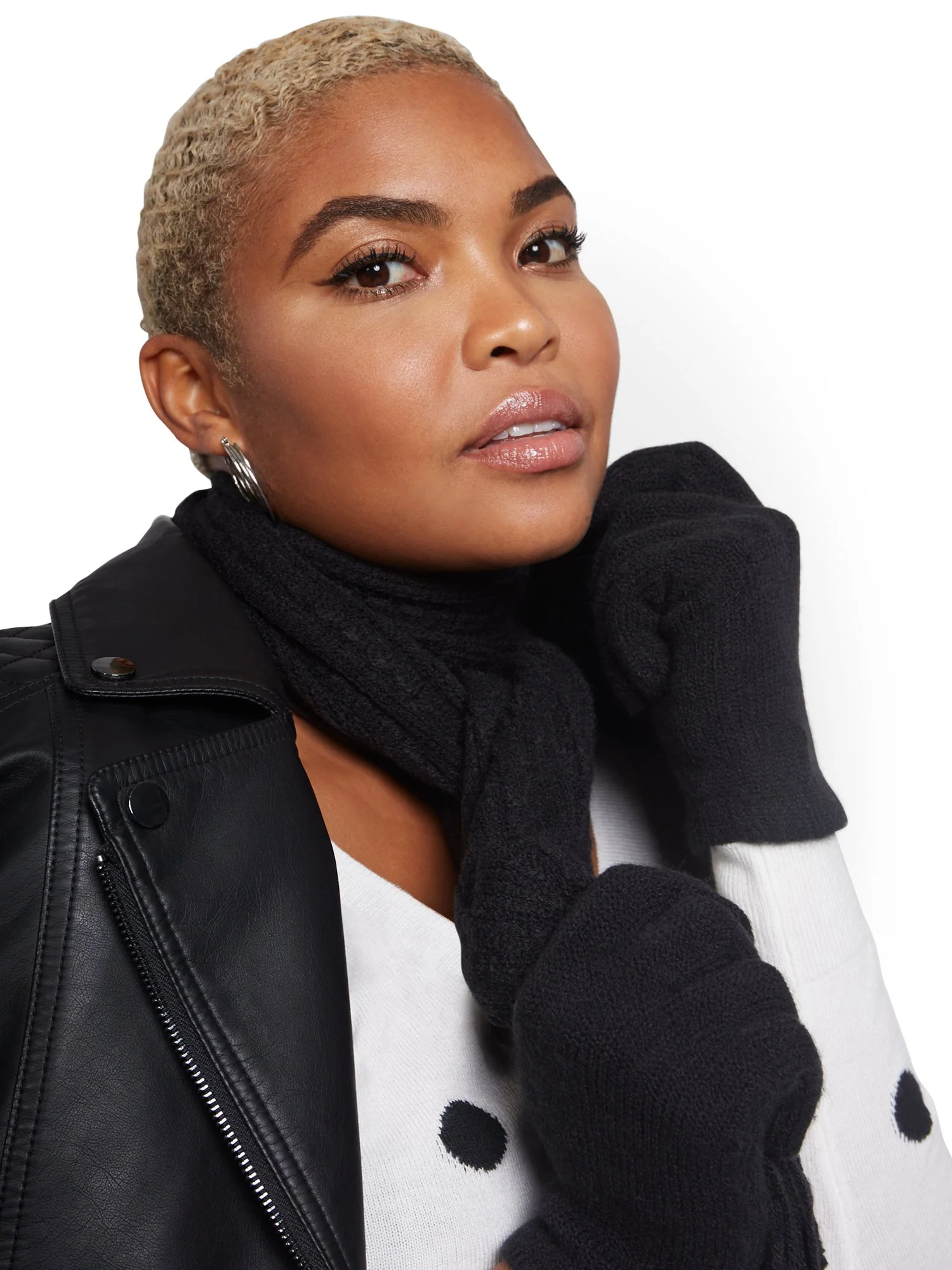 2-Piece Honeycomb Knit Scarf & Gloves Set - Image 3