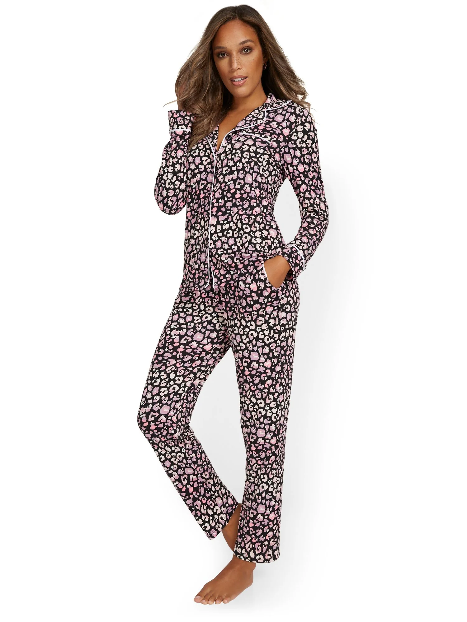 2-Piece Leopard-Print Pajama Set