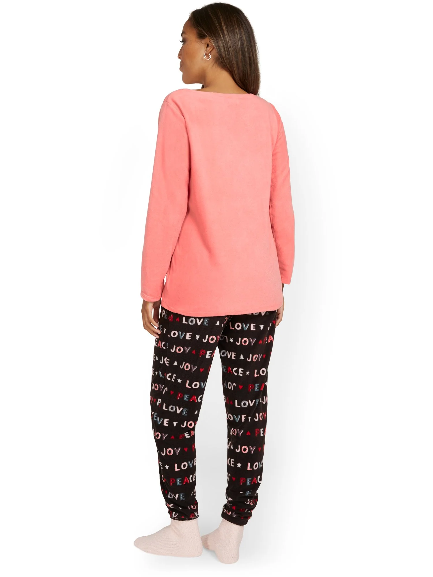 2-Piece Love Peace Graphic Pajama Set - Image 3