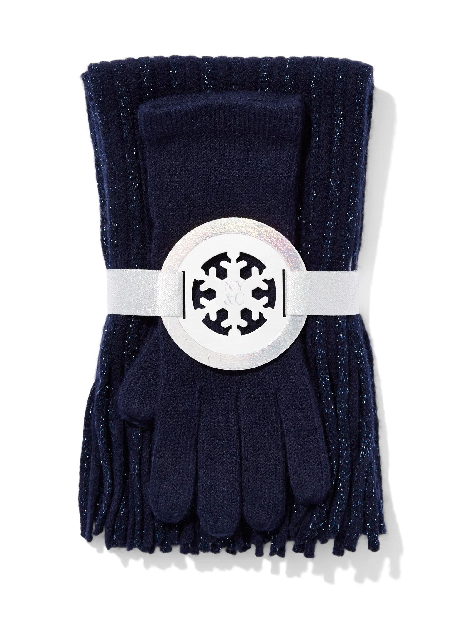 2-Piece Metallic Scarf & Gloves Set
