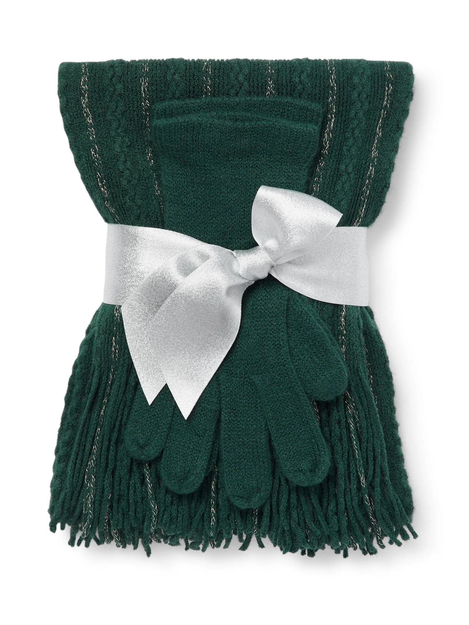 2-Piece Metallic Thread Scarf & Gloves Set - Image 16