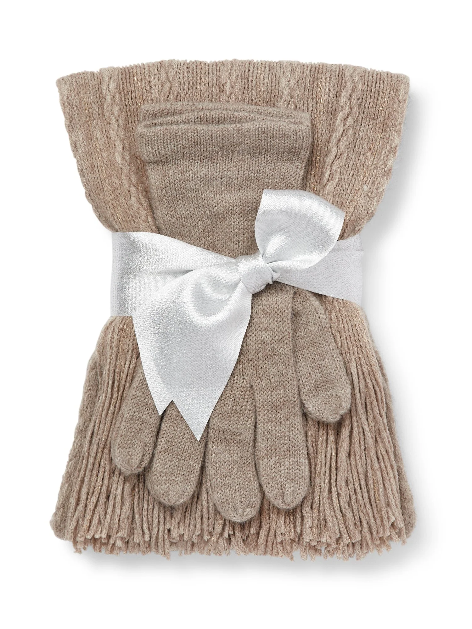 2-Piece Metallic Thread Scarf & Gloves Set - Image 19