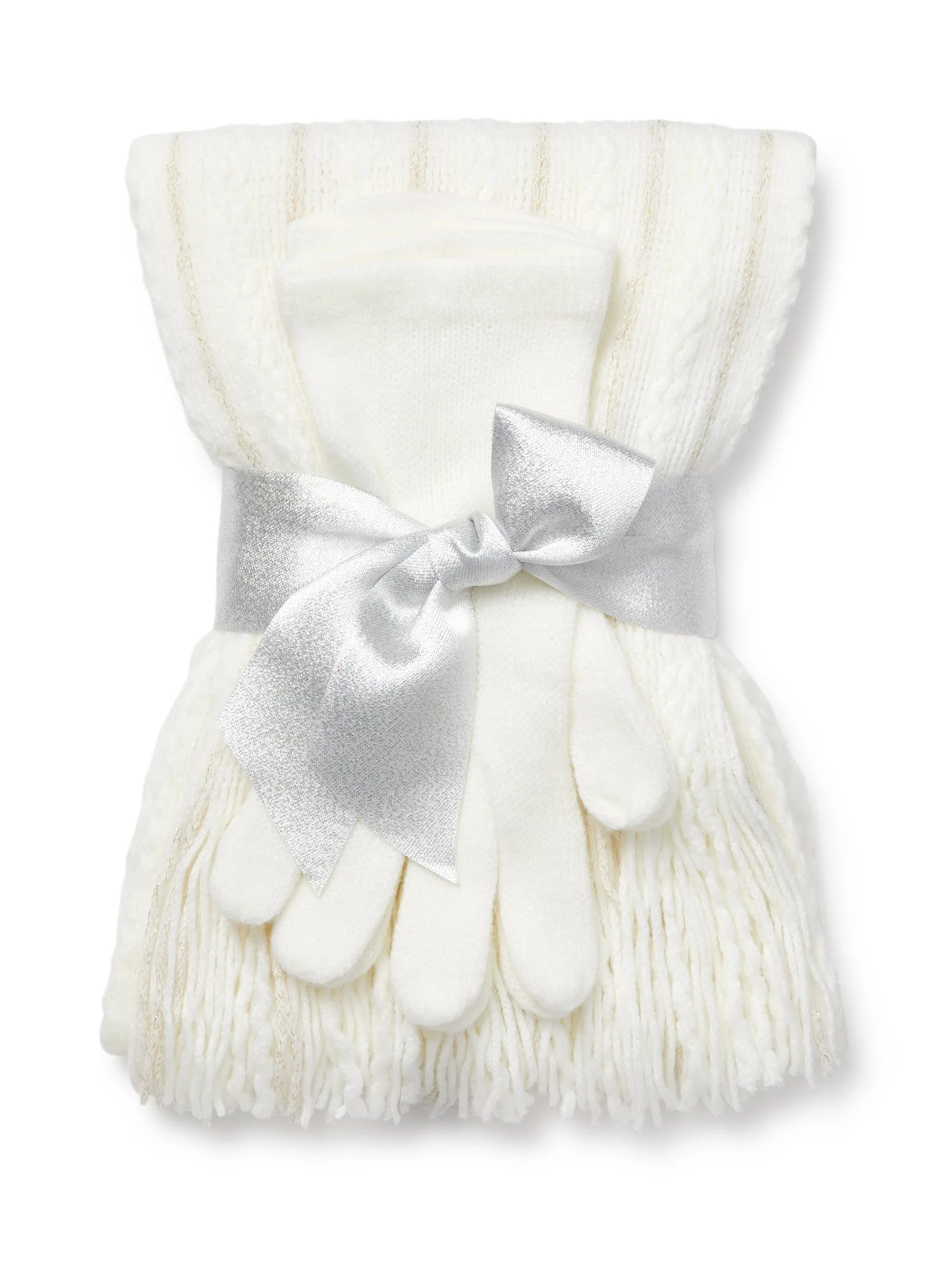2-Piece Metallic Thread Scarf & Gloves Set - Image 27