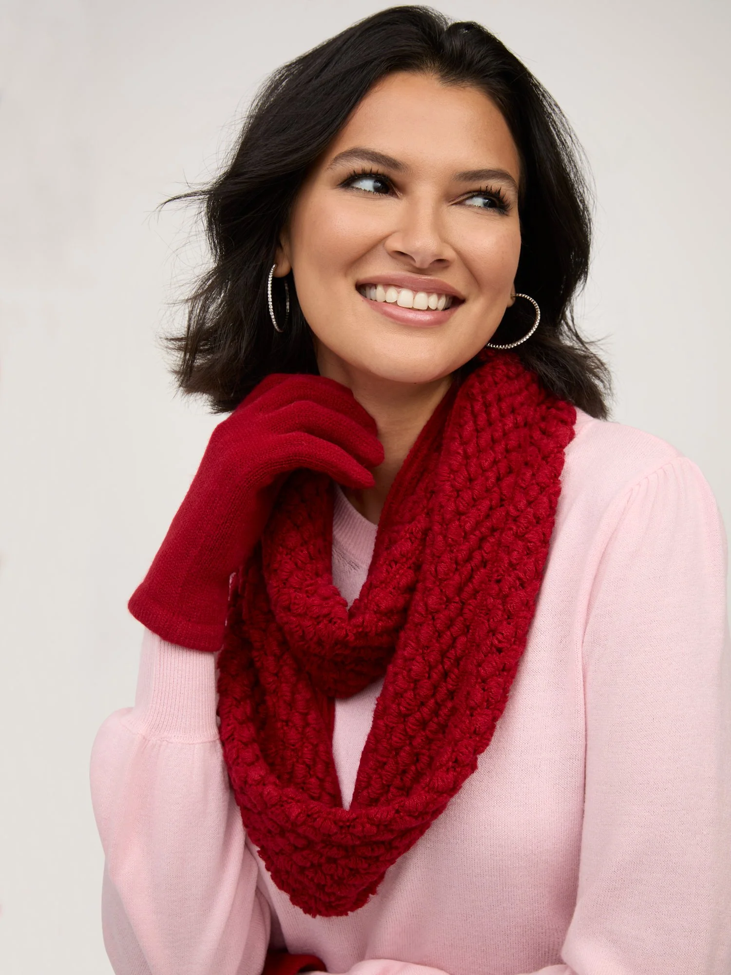 2-Piece Popcorn-Knit Scarf & Gloves Set - Image 9