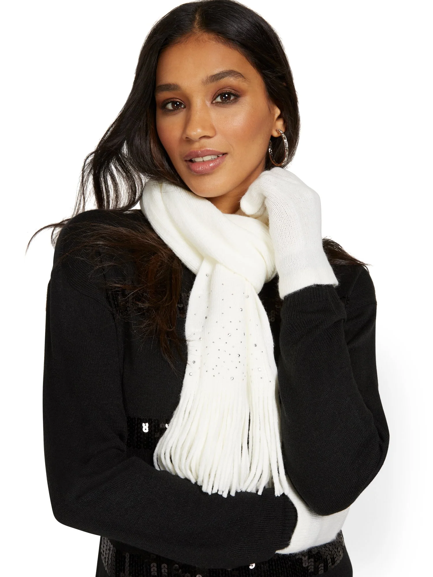 2-Piece Rhinestone-Studded Scarf & Gloves Set - Image 12