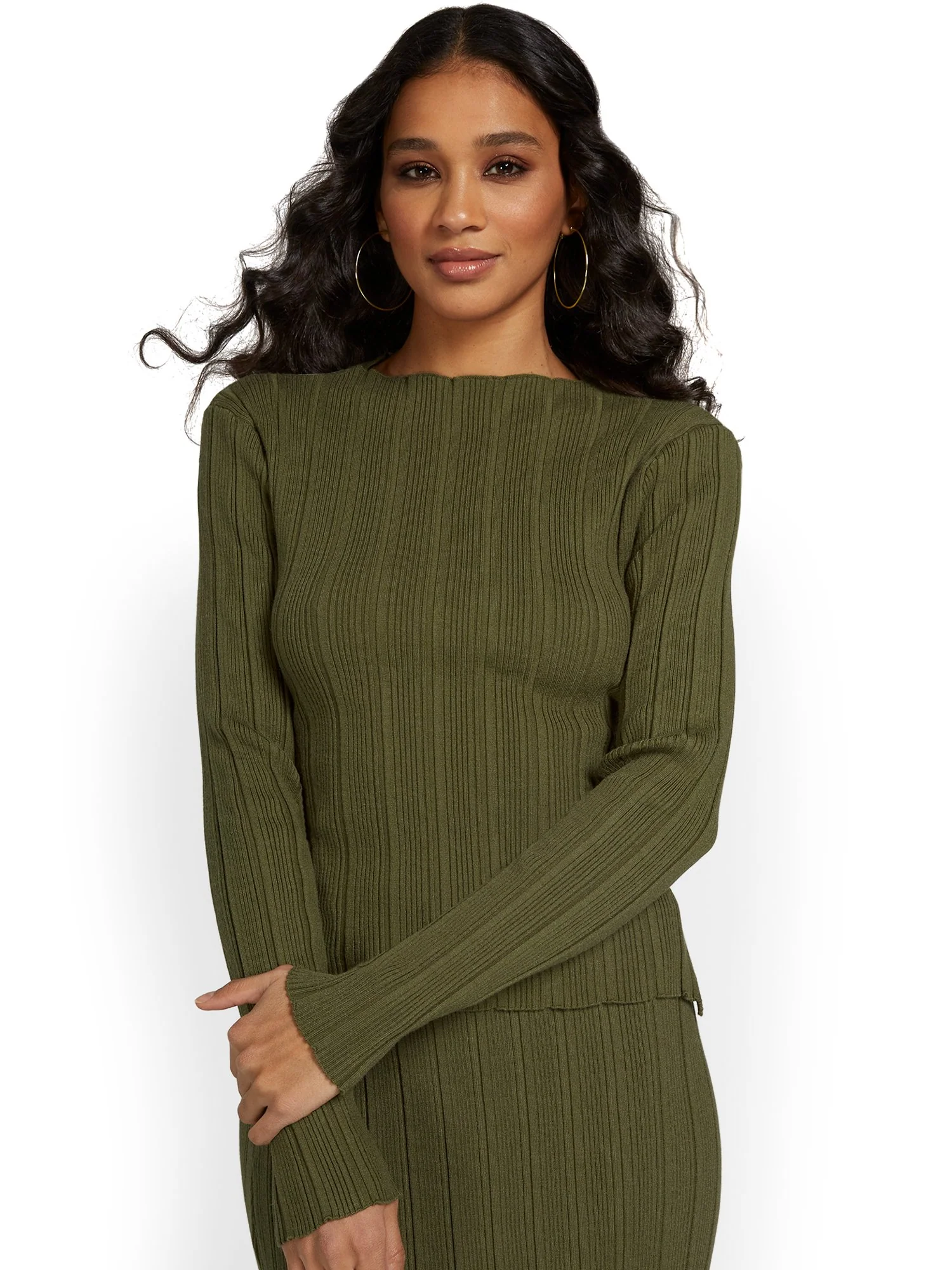 Beige Botany 2-Piece Ribbed Knit Open-Back Top & Maxi Skirt Set - Brands We Love - Image 14