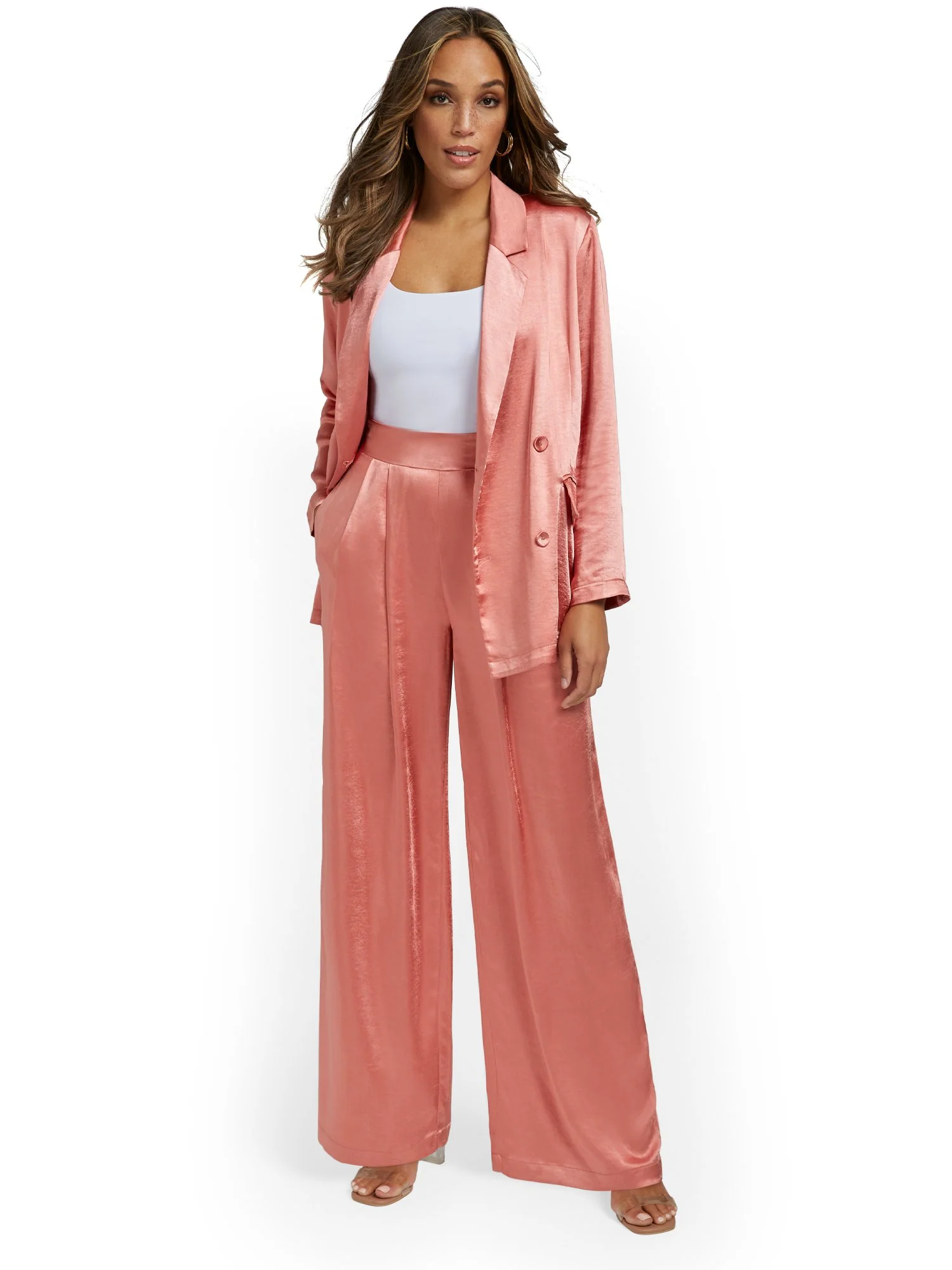 Lena 2-Piece Satin Blazer & Wide-Leg Pant Set - Brands We Love - Image 4