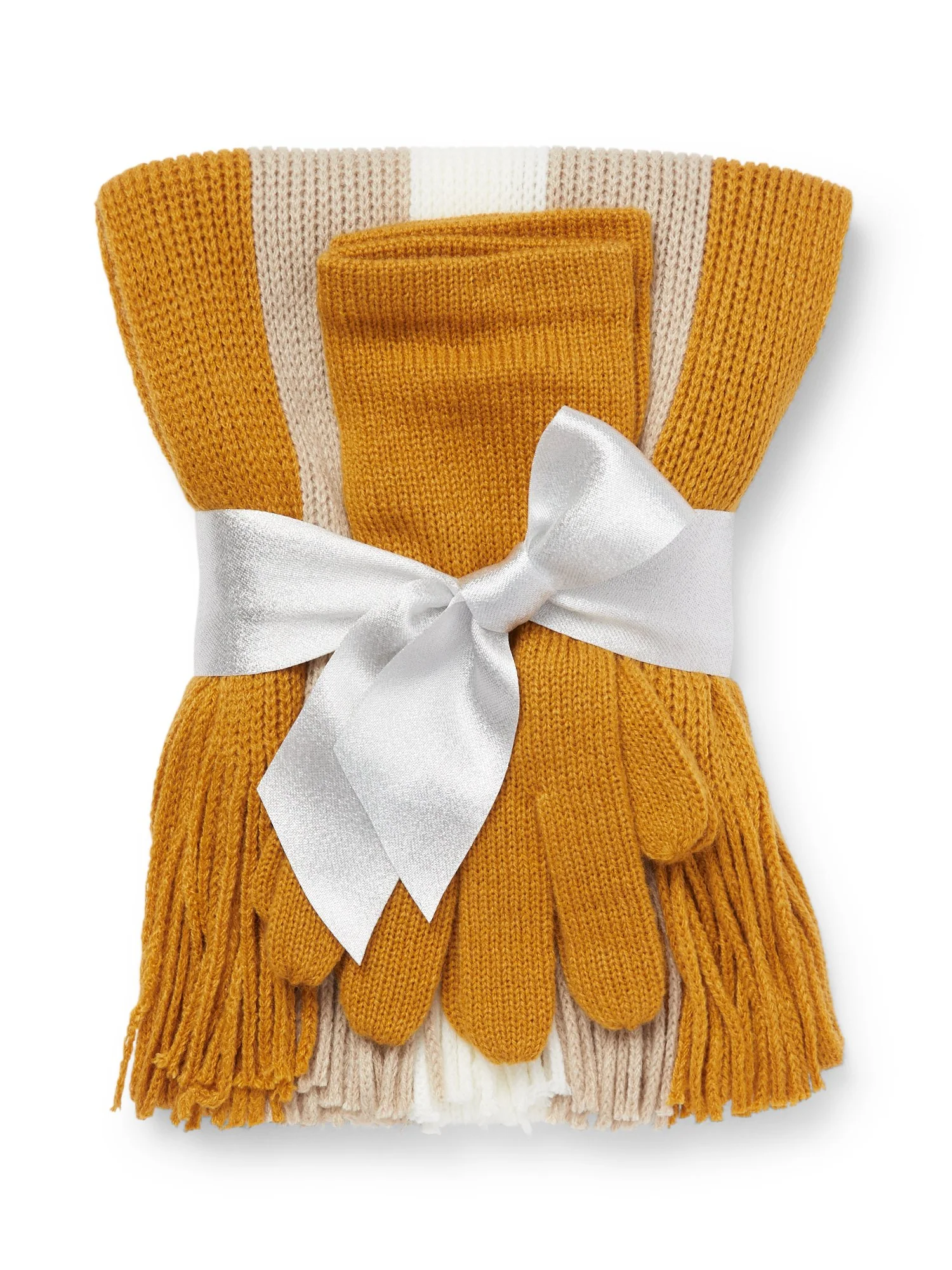 2-Piece Striped Knit Scarf & Gloves Set - Image 12