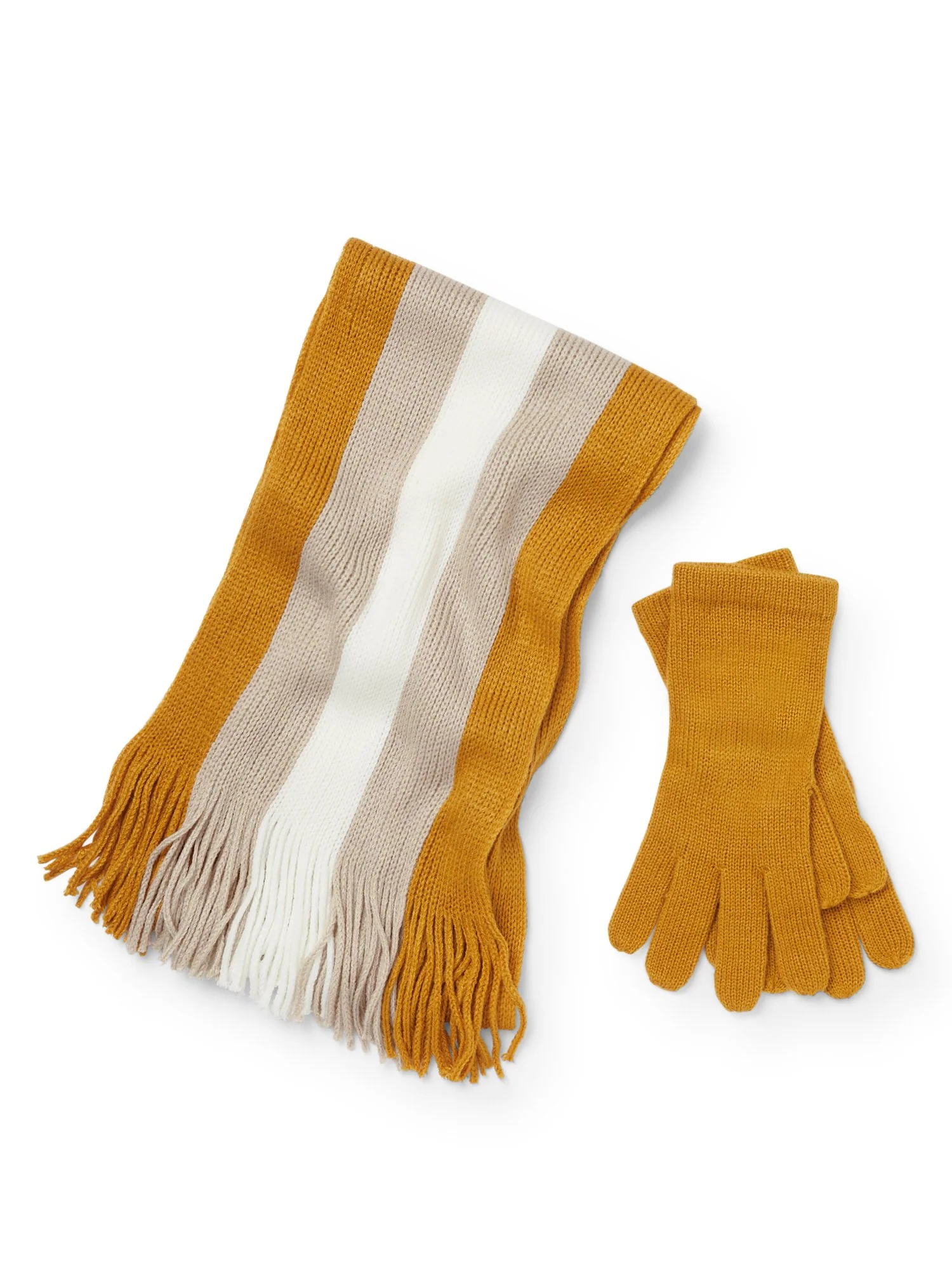 2-Piece Striped Knit Scarf & Gloves Set - Image 13