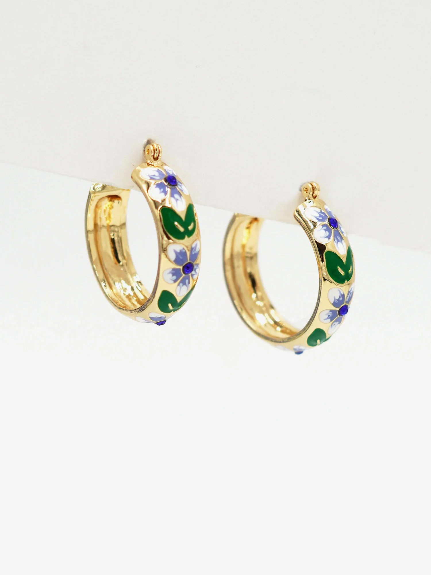 Floral Painted Hoop Earrings