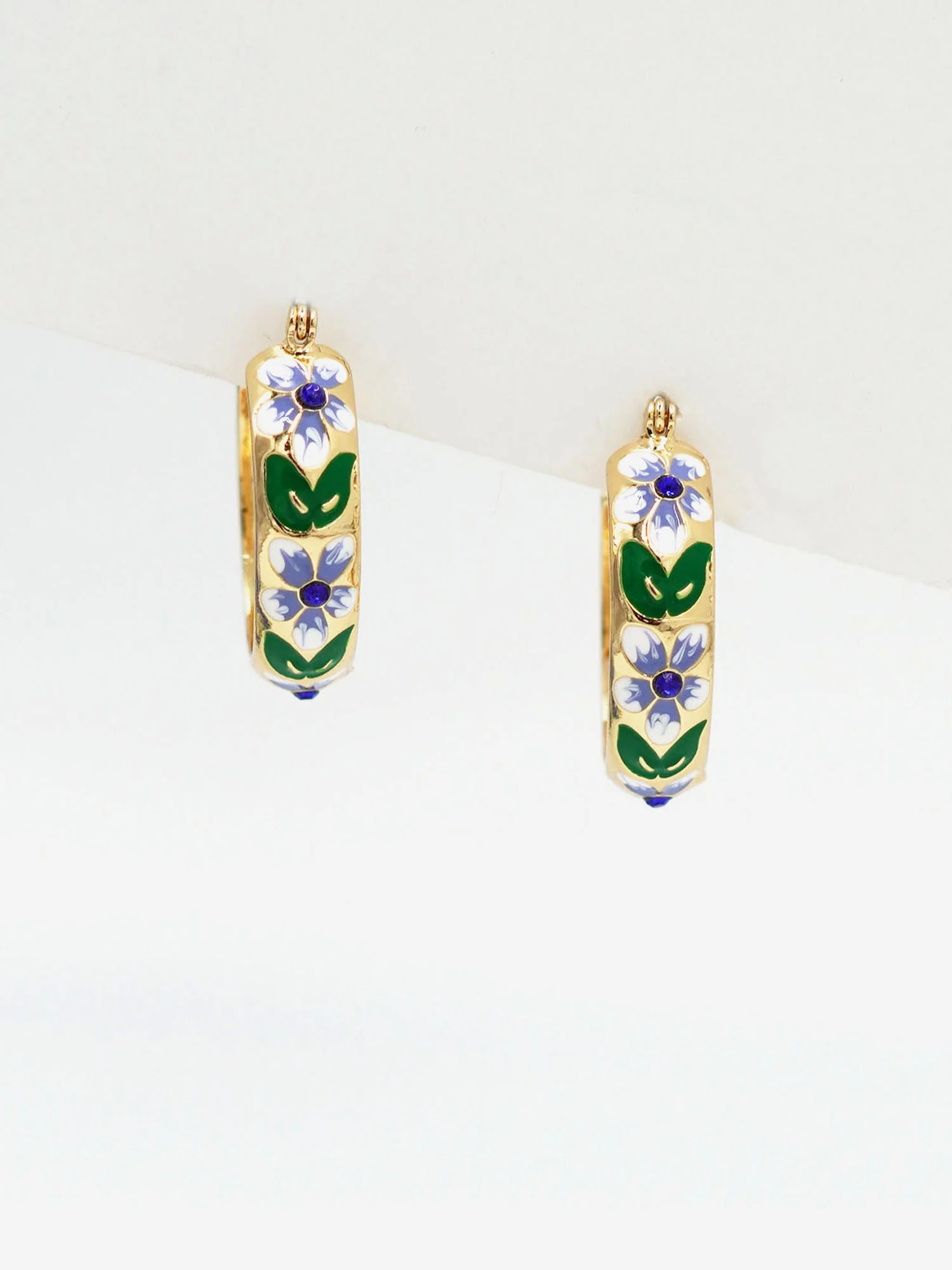 Floral Painted Hoop Earrings - Image 2