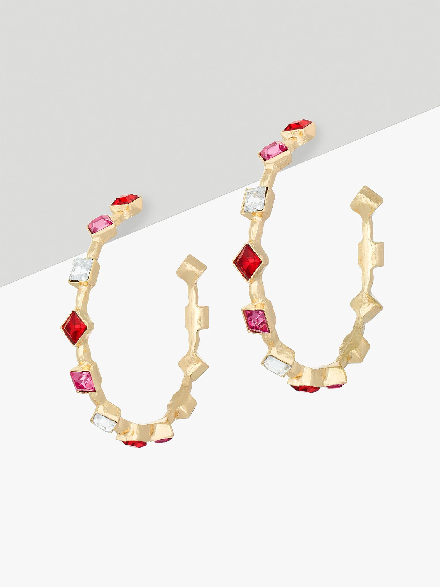 Rainbow Gemstone Hoop Earrings - Image 2
