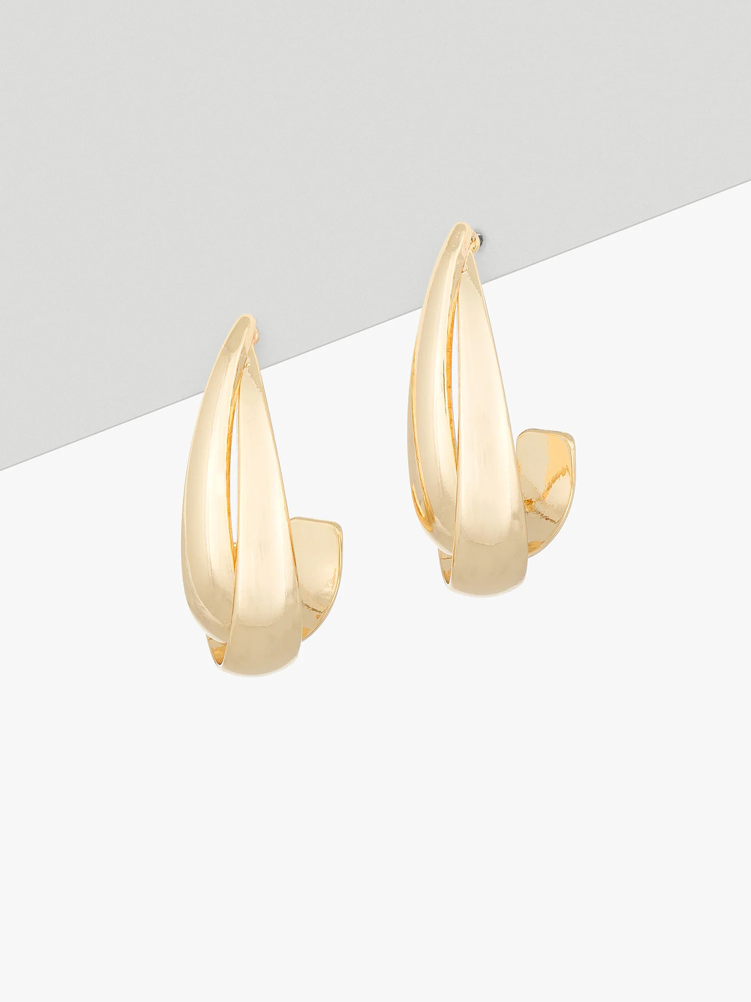 14K Gold Criss Cross Drop Earring - Image 2