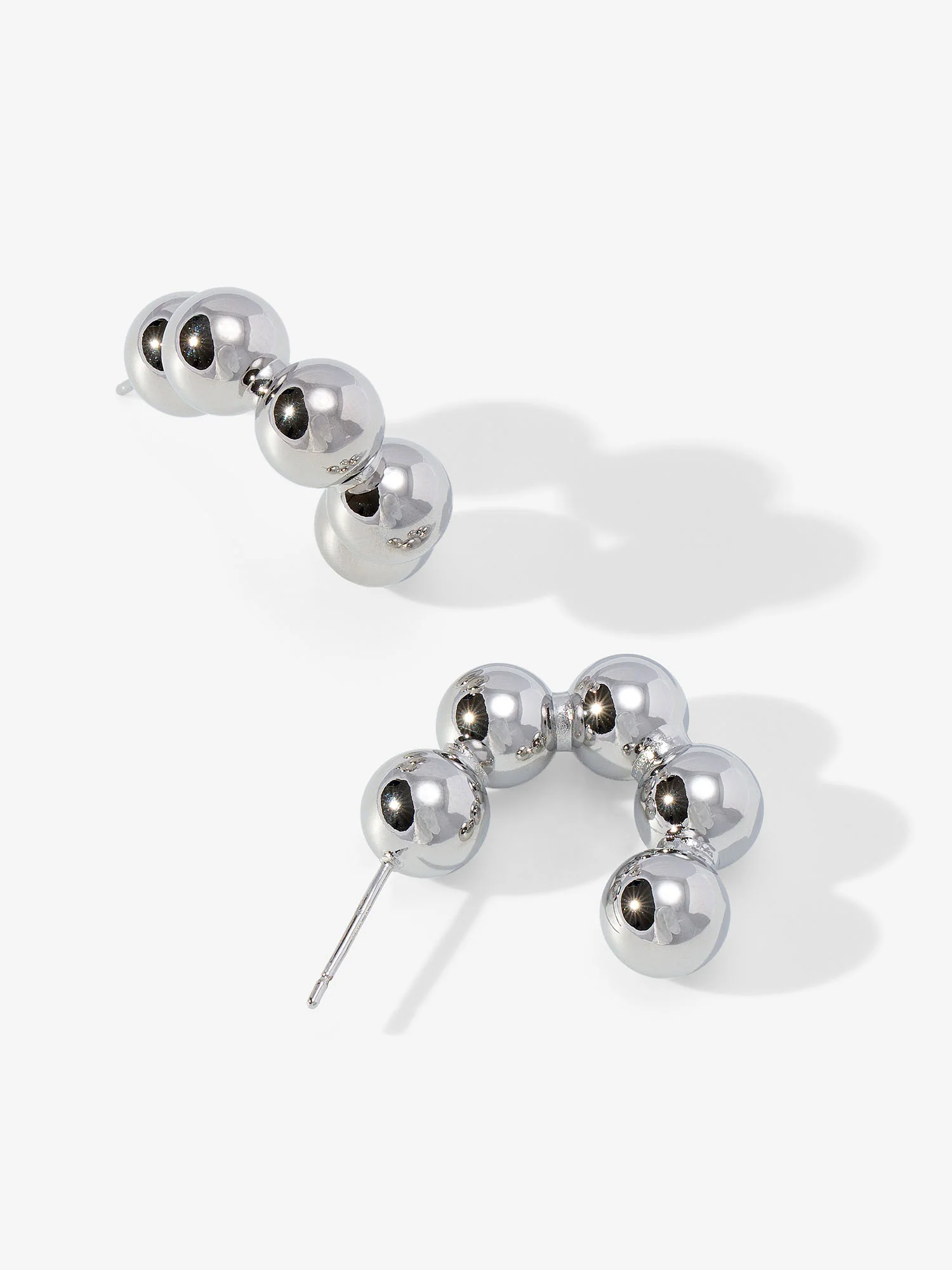 14K White Gold Ball Hoop Earring