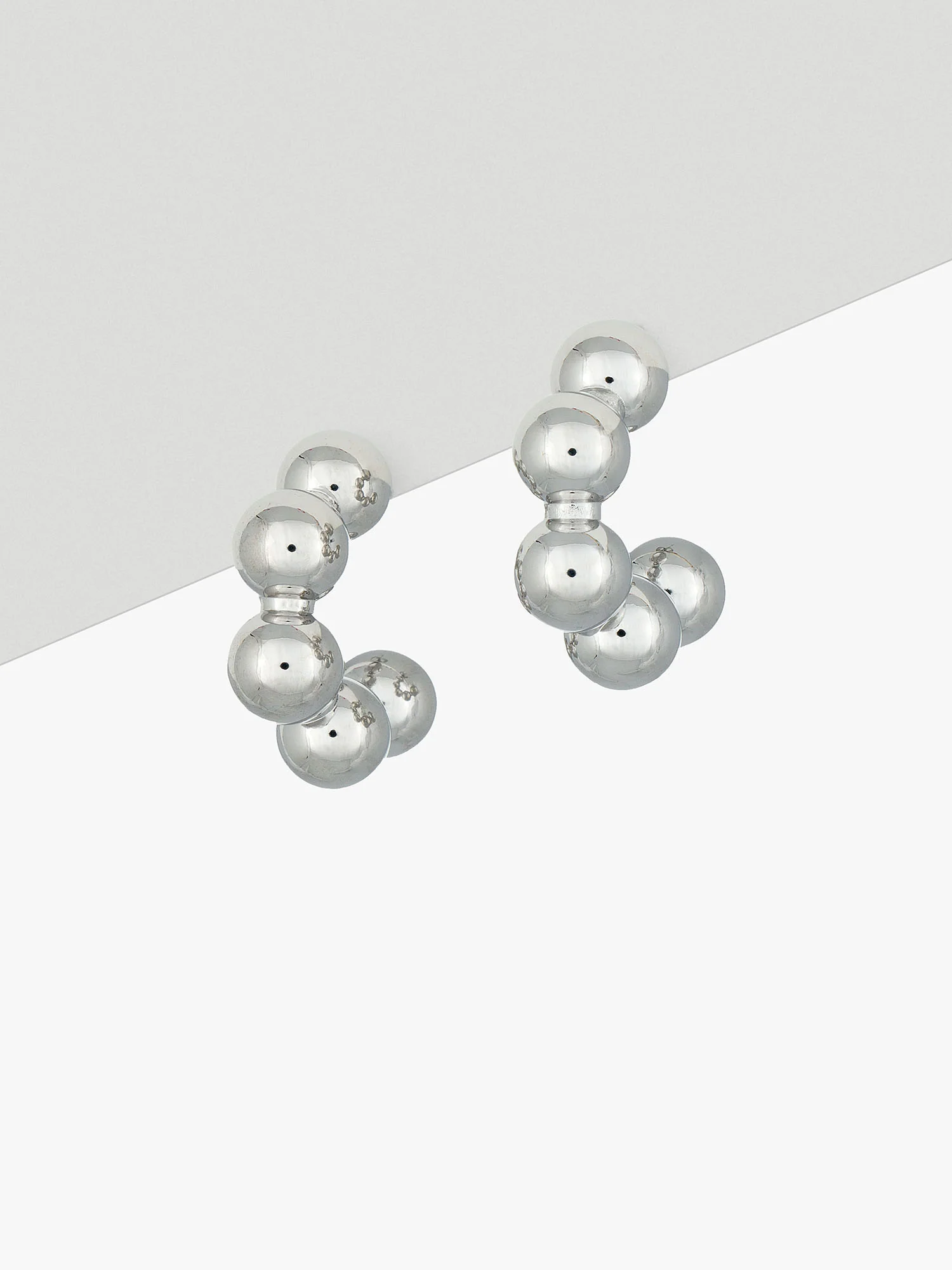 14K White Gold Ball Hoop Earring - Image 2