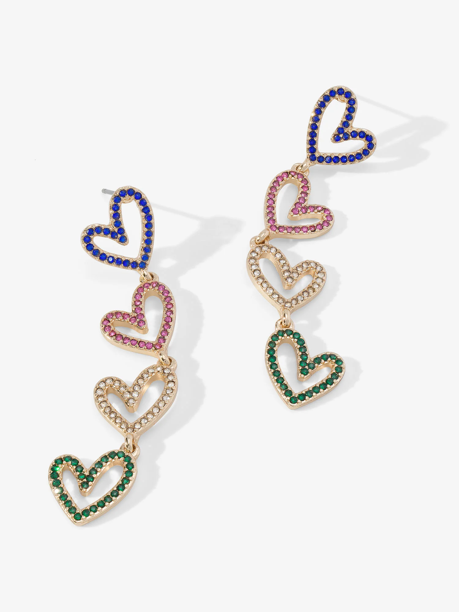 Rainbow Four Heart Drop Earrings