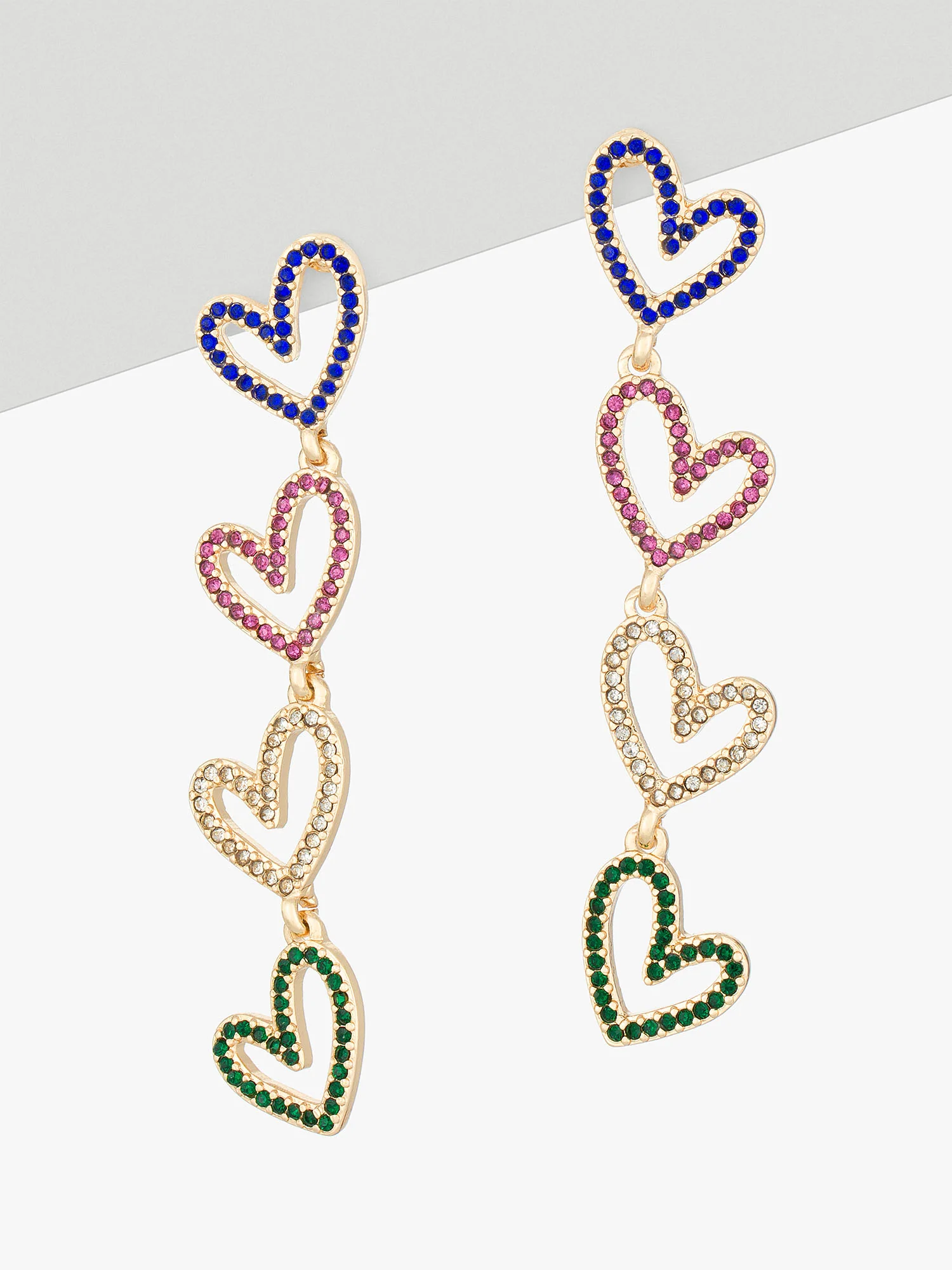 Rainbow Four Heart Drop Earrings - Image 2