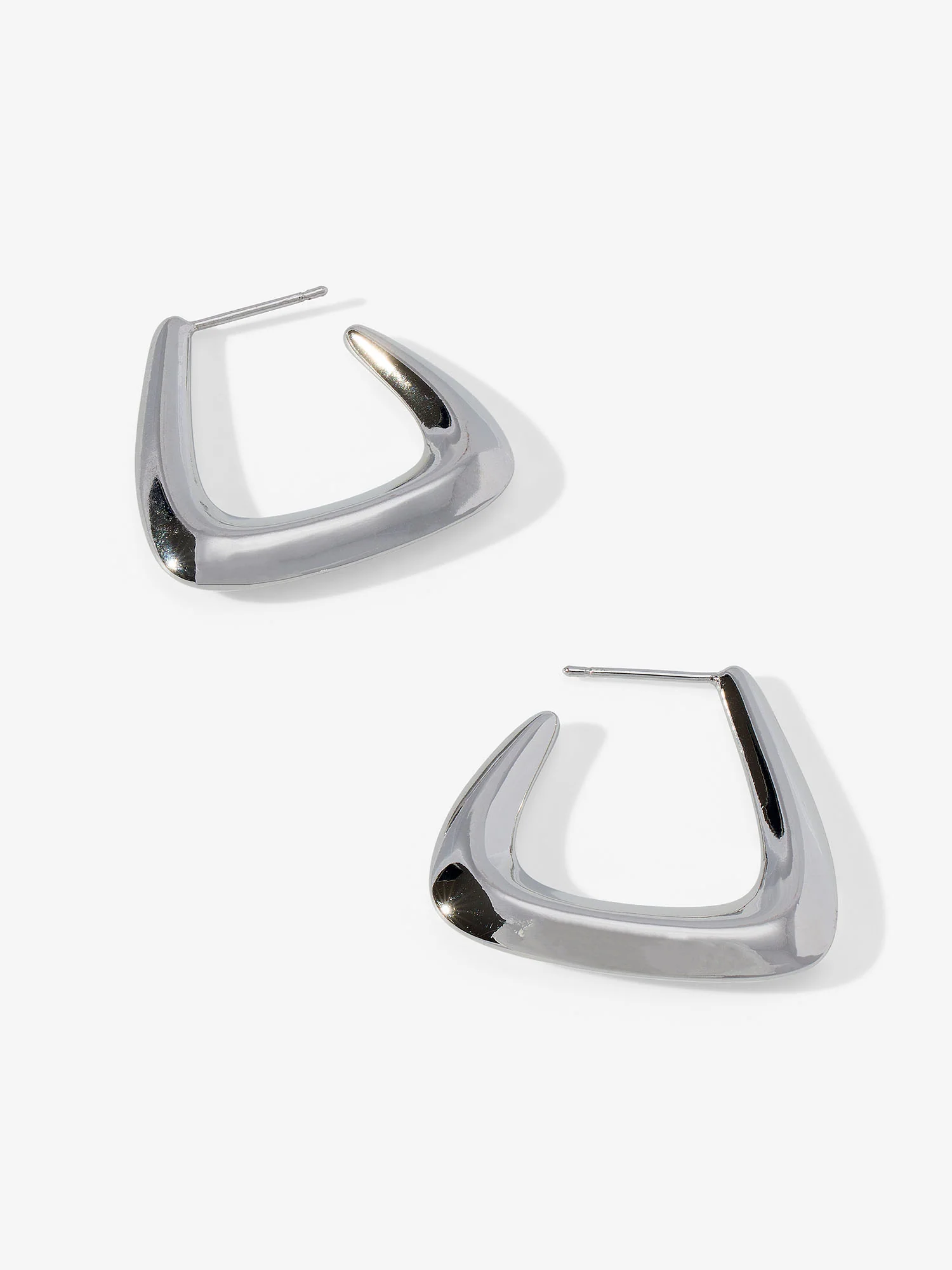 14K White Gold Triangle Drop Earrings