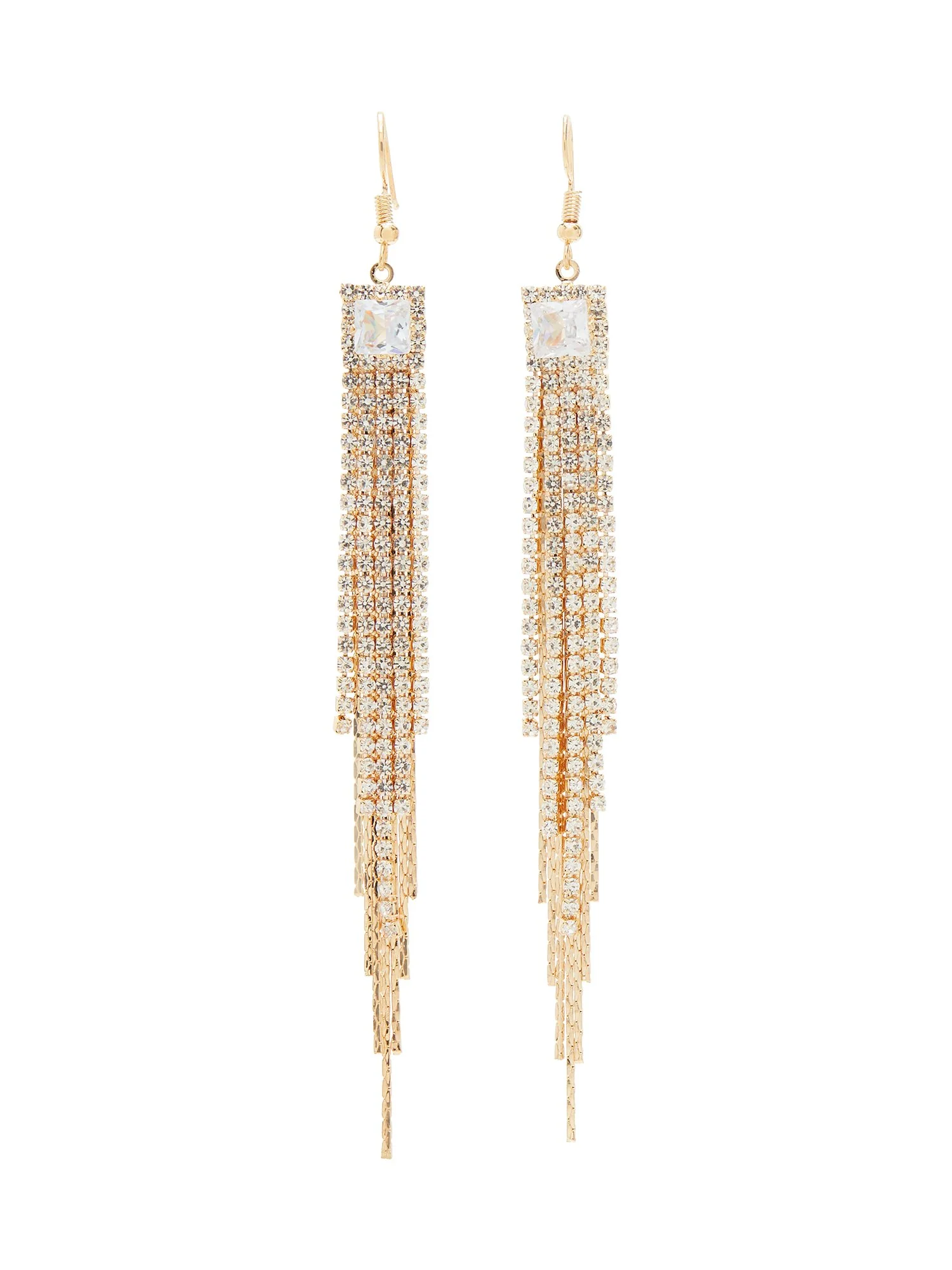 Rhinestone Fringe Drop Earrings