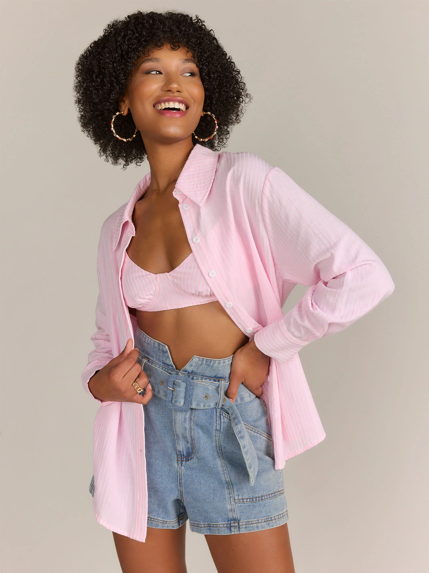 Lena Poplin Bra and Button Down Shirt 2 Piece Set - Brands We Love